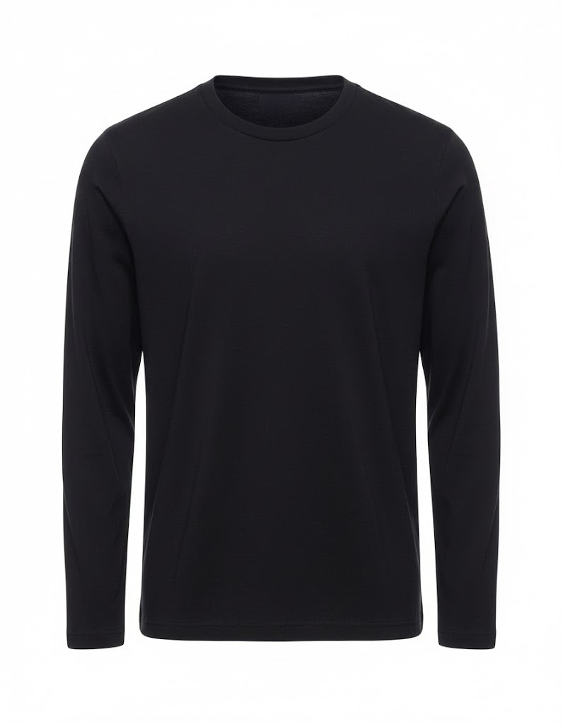 AUT-25 P002 BLACK WOOL T-SHRT - T-Shirt e Polo - Albeni 1905