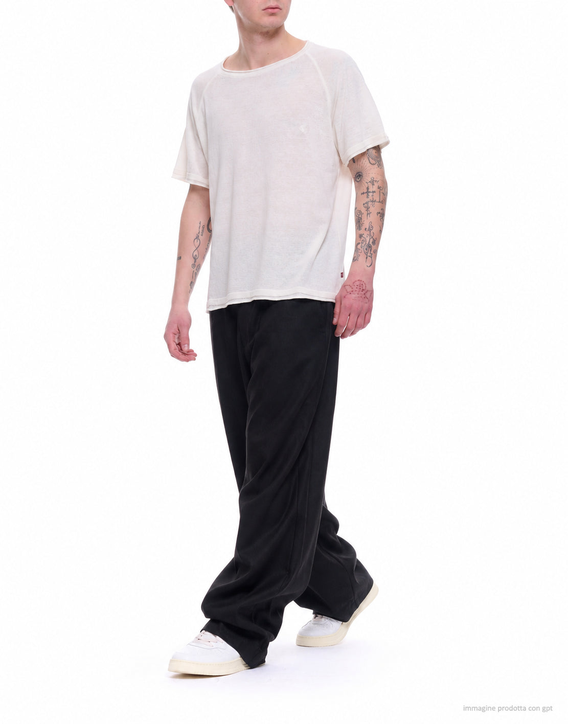 Tela Cruda Men’s Cotton Short Sleeve T-Shirt in White Raw TNMC0006 1003 WHITE