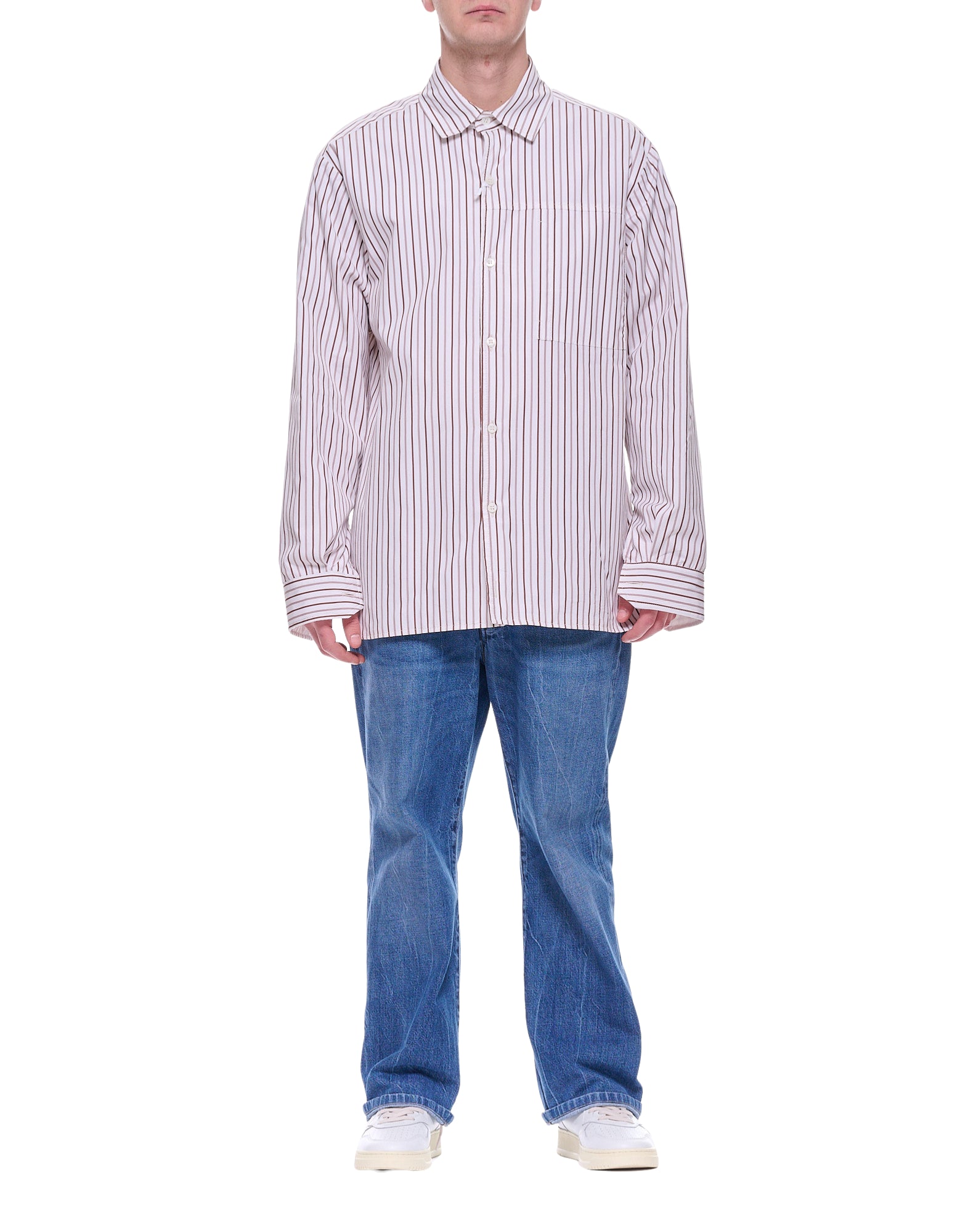 Costumein Ethan Bastian Men’s Striped Cotton Shirt White Made in Italy Z78BA 24 WHITE STRIPED SHIRT ETHAN BASTIAN