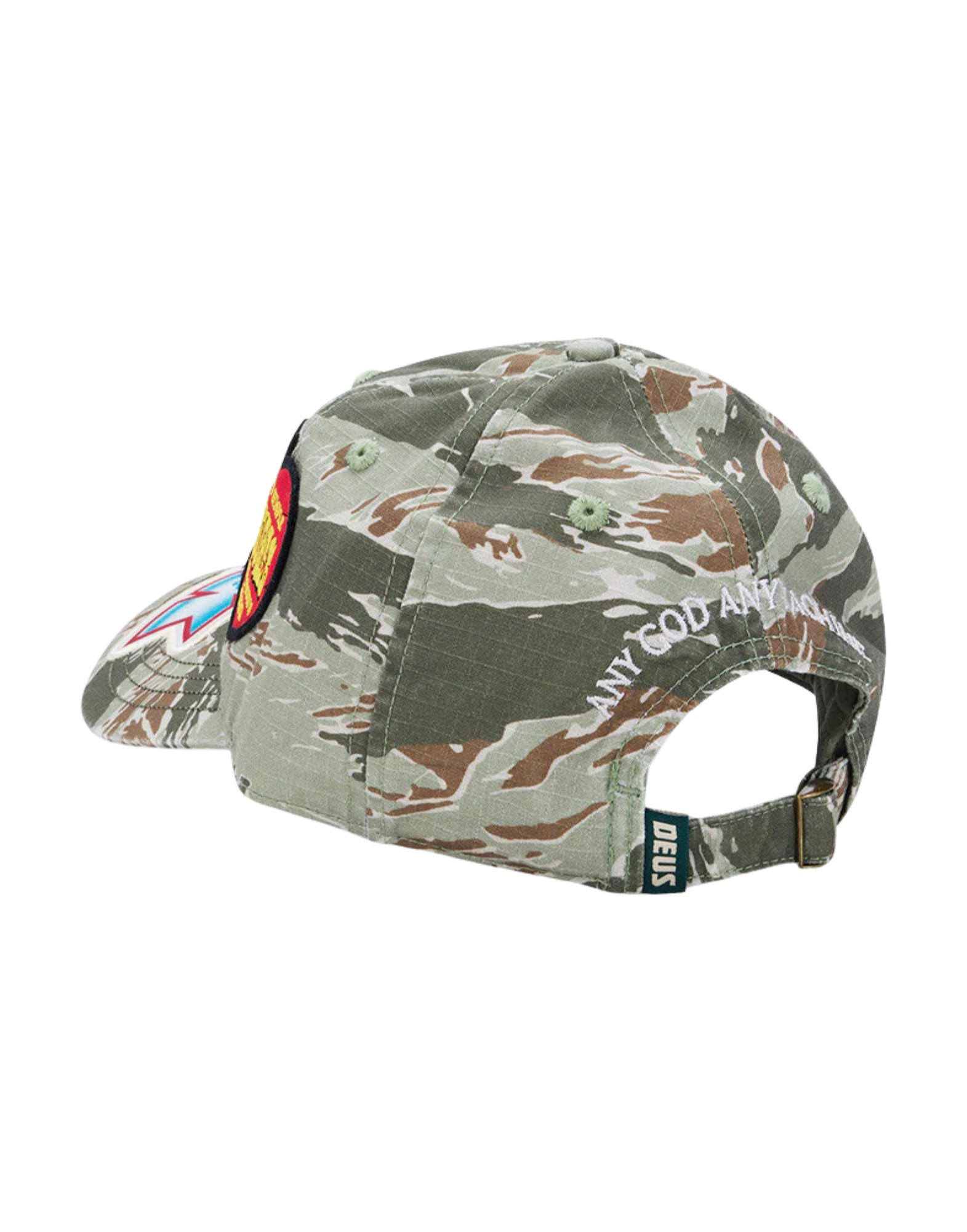 전면 그래픽과 조절 가능한 잠금 장치가 있는 그라운드 커버 그린의 Deus Hide & Seek 캡 D261UHA725050800 MILITARE