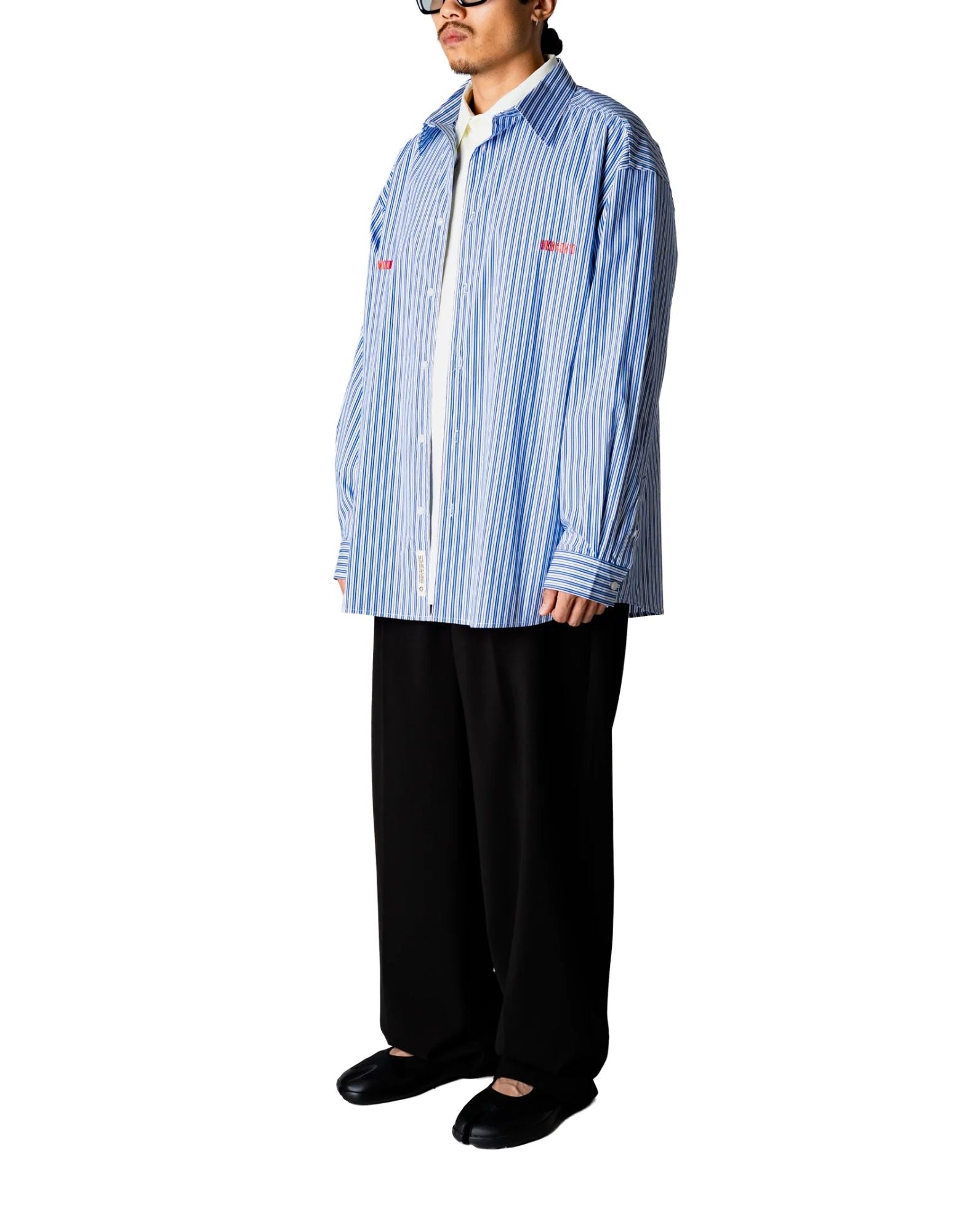 Woodbird WBBrooks Lion Shirt Camicia da uomo a righe azzurre 2616-714 LIGHT BLUE STRIPED