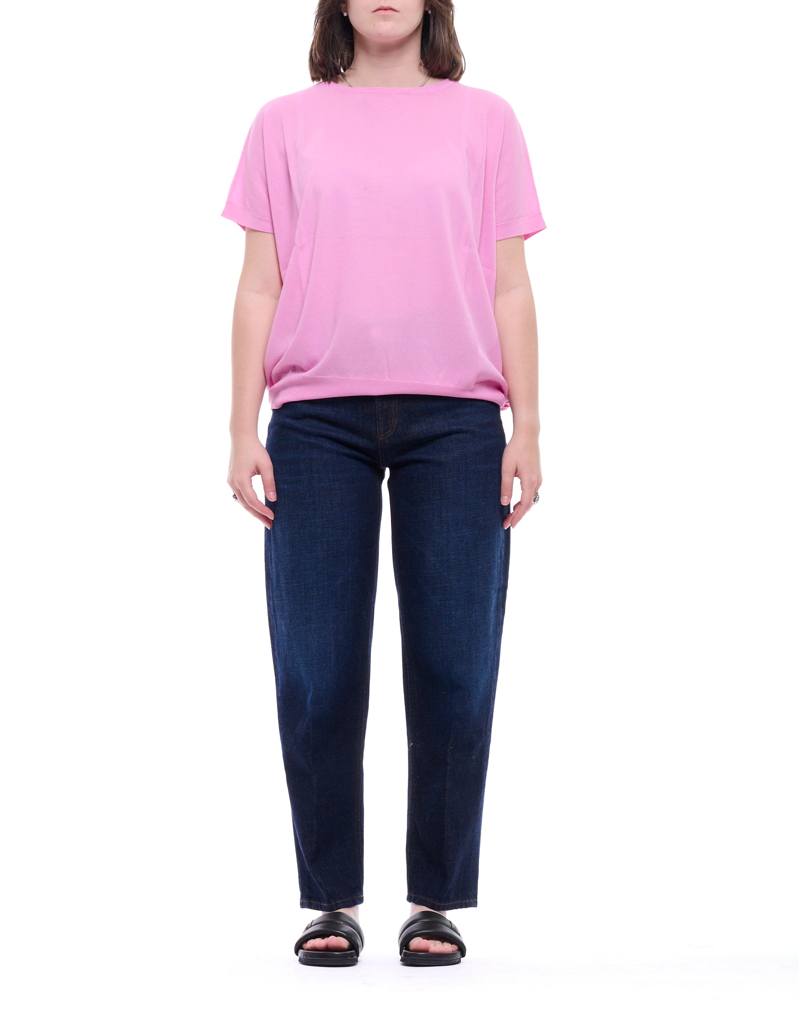 Aragona T-shirt en tricot de coton rose prisme pour femme D3324TF 809 PRISM PINK