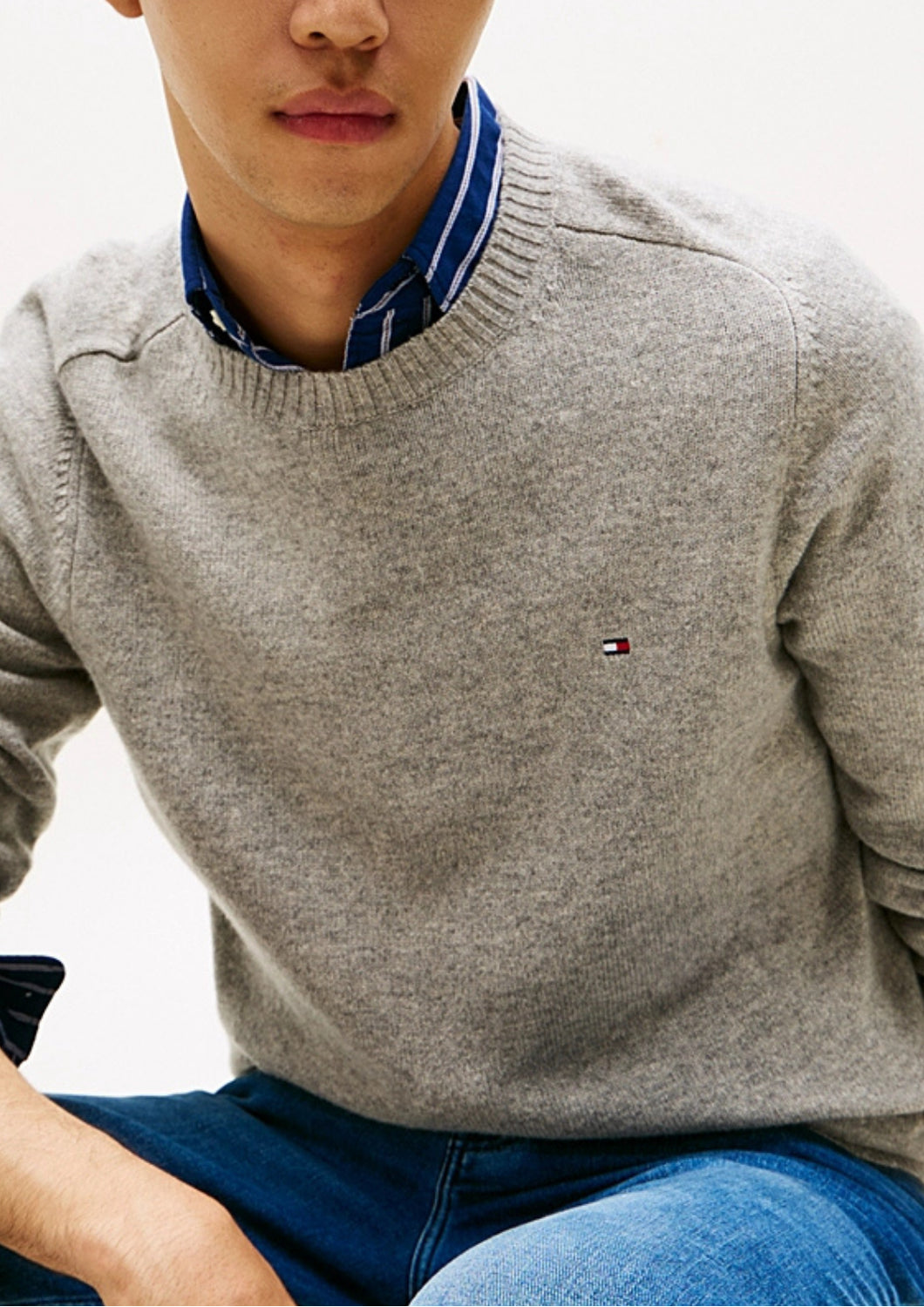 36535 P61 GREY LAMBSWOOL SWEATER - Maglieria - TOMMY HILFIGER