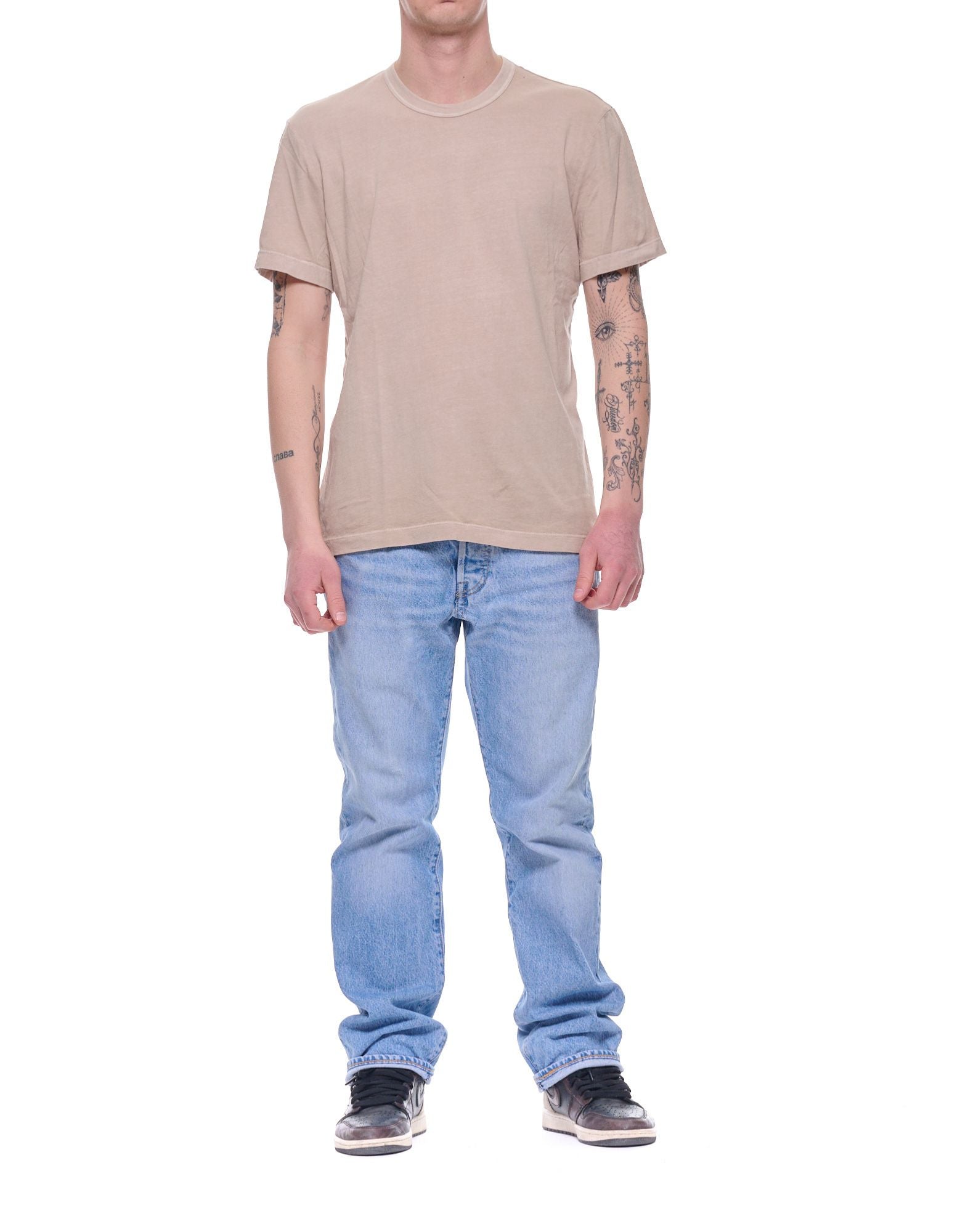 James Perse S/S Crew Neck Men’s Cotton T-Shirt Light Khaki Regular Fit MLJ3311 LKKP LIGHT KHAKI