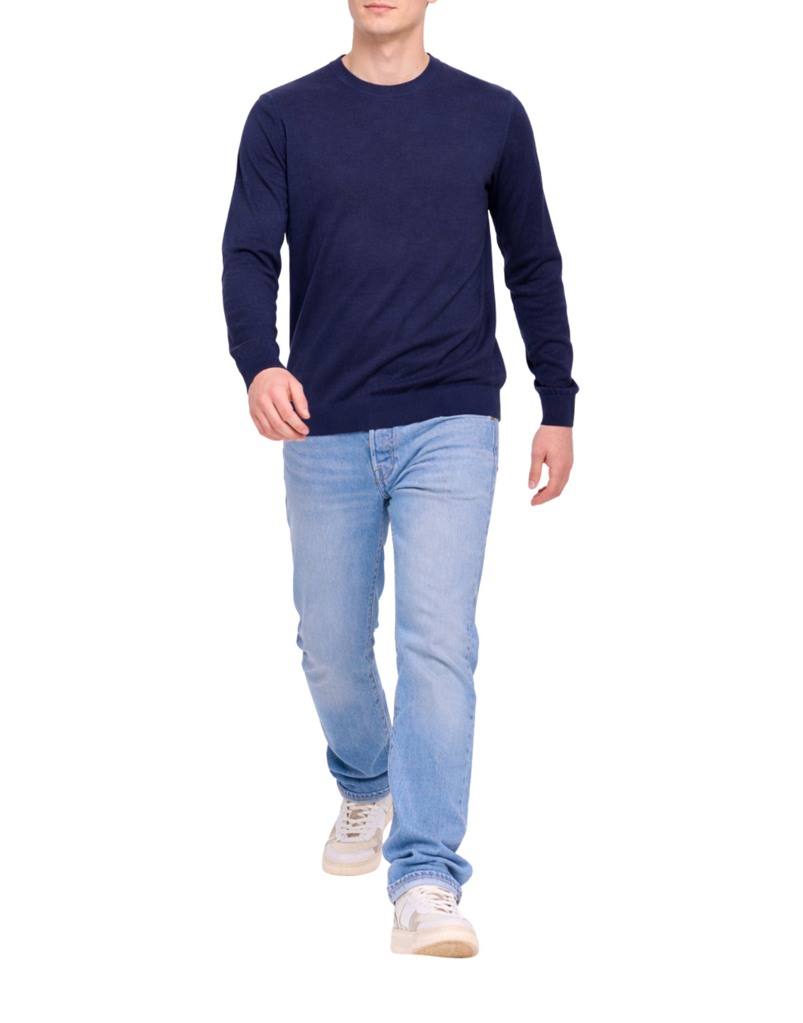 Blauer Morton Lightweight Cotton Crewneck Knit – Blue Men’s 26SBLUM01480-007167 888