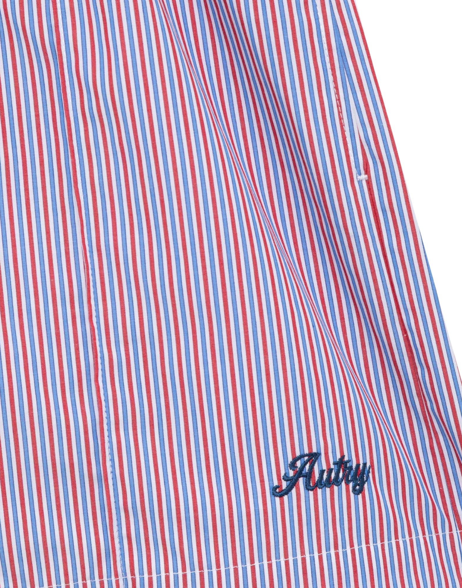 Autry Women’s Striped Poplin Shorts 100% Cotton Red Light Blue White SHPW 021T