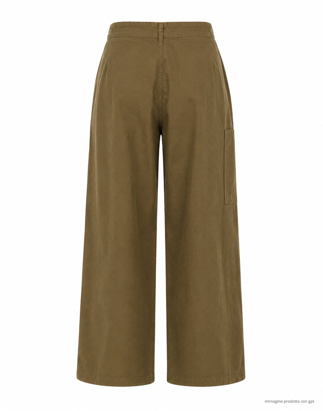 Pantalón Carpintero Ancho de Mujer de Algodón-Lino y Pierna Redonda Plisada en Verde Cantina W-C-002-CLN-730 CANTEEN GREEN