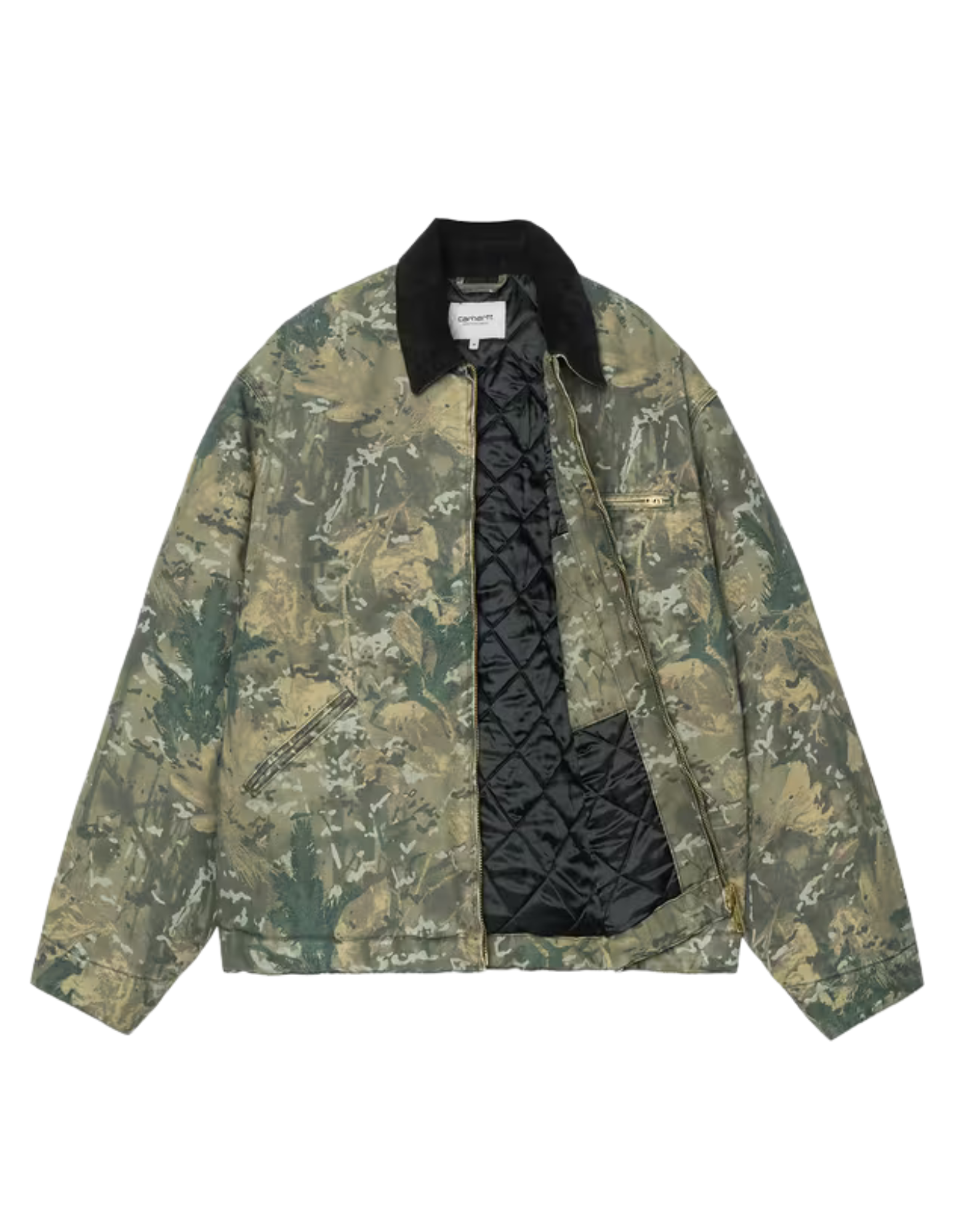 Carhartt WIP Veste OG Detroit – Veste de travail en toile Dearborn pour hommes, délavée à la pierre, Camo Combi Vert/Noir I035614 3BL06 CAMO VESTE OG DETROIT
