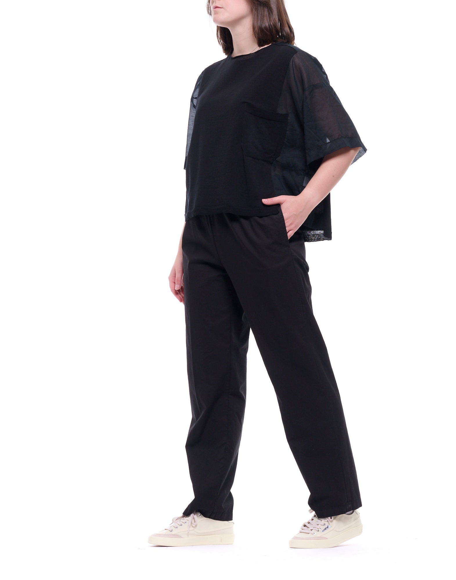 Laboratorio Black Relaxed Fit Cotton Crew Neck Top JO4630 0999 BLACK