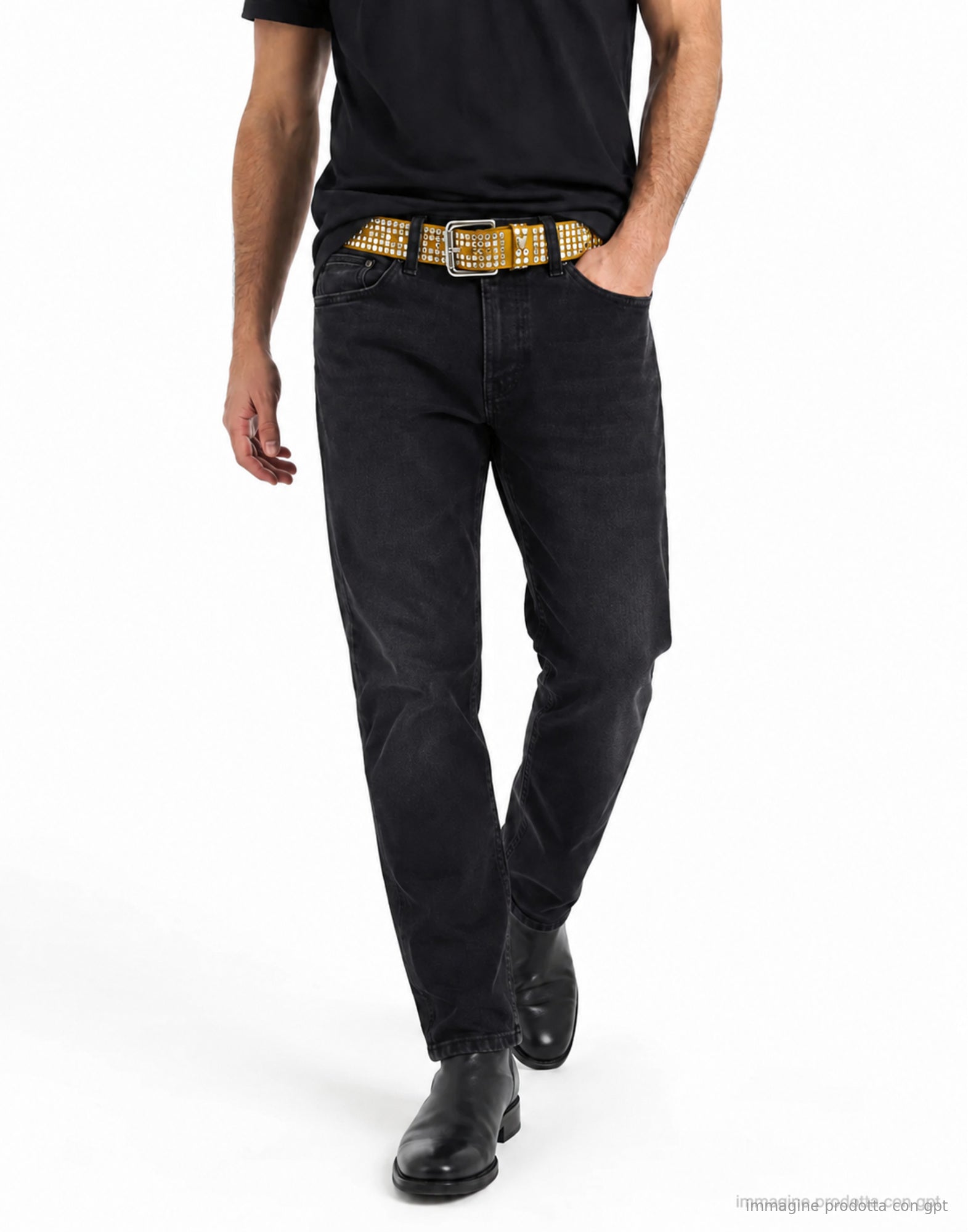 CEINTURE À CLOUS 5000 JAUNE