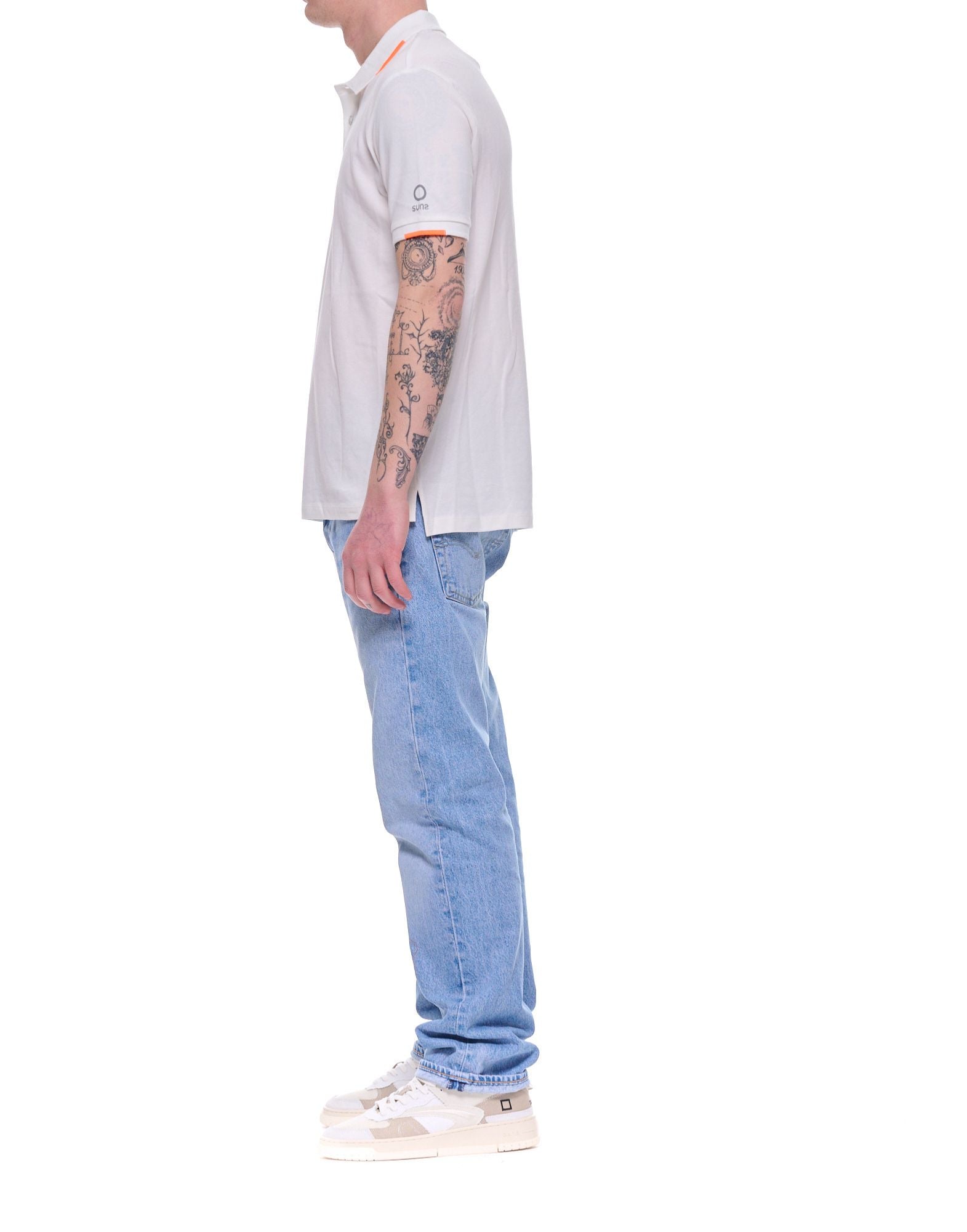 Suns Boards Federico Tag Polo in Stretch Piqué Cotton with Sleeve Logo Regular Fit Men’s PLS61008U V9 WHITE