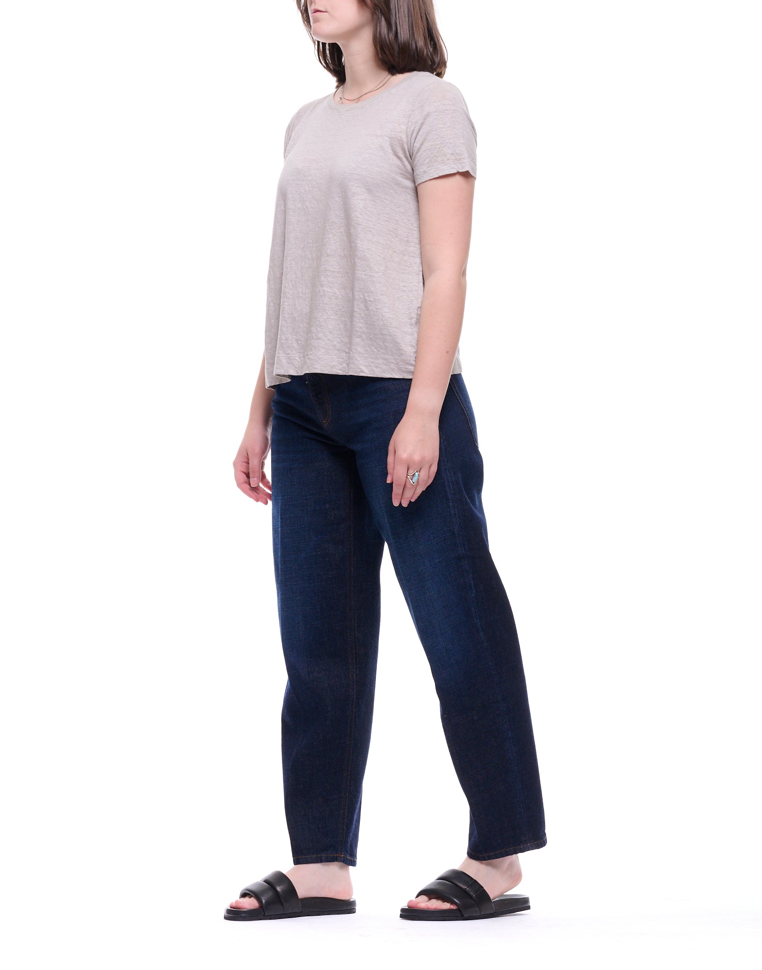 Transit Women’s Pearl Grey Linen Blend T-Shirt CFDTRCK206 11 PEARL GREY
