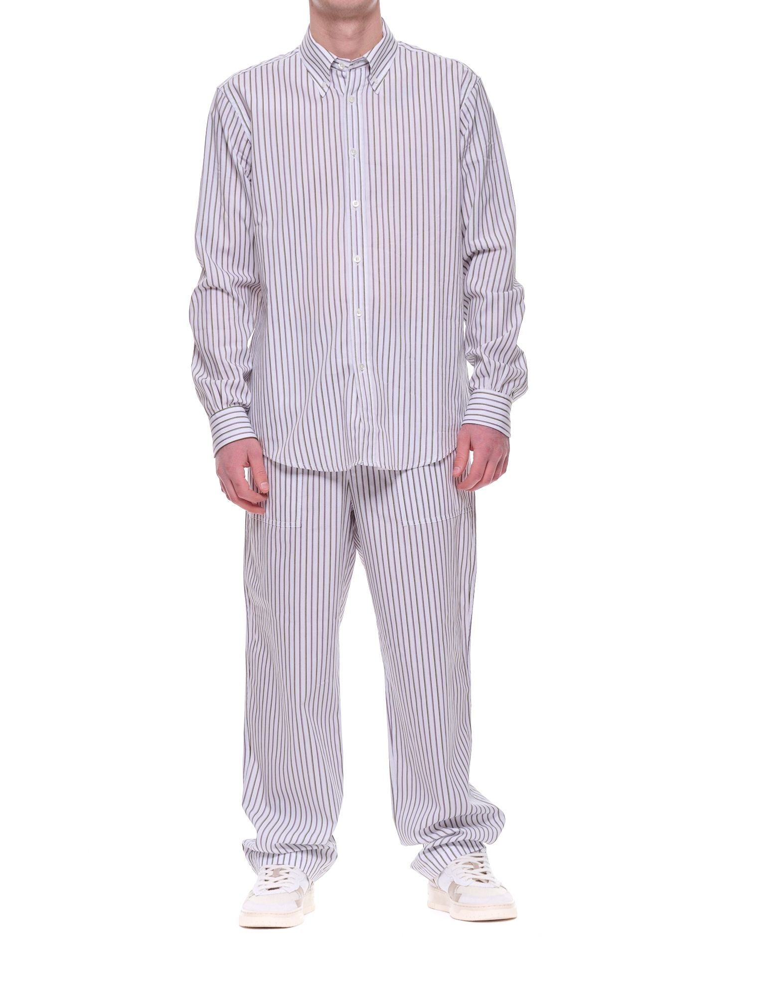 Cellar Door Sage Men’s Striped Cotton Shirt Multicolor Regular Fit Made in Italy 150616 C319 101 SAGE