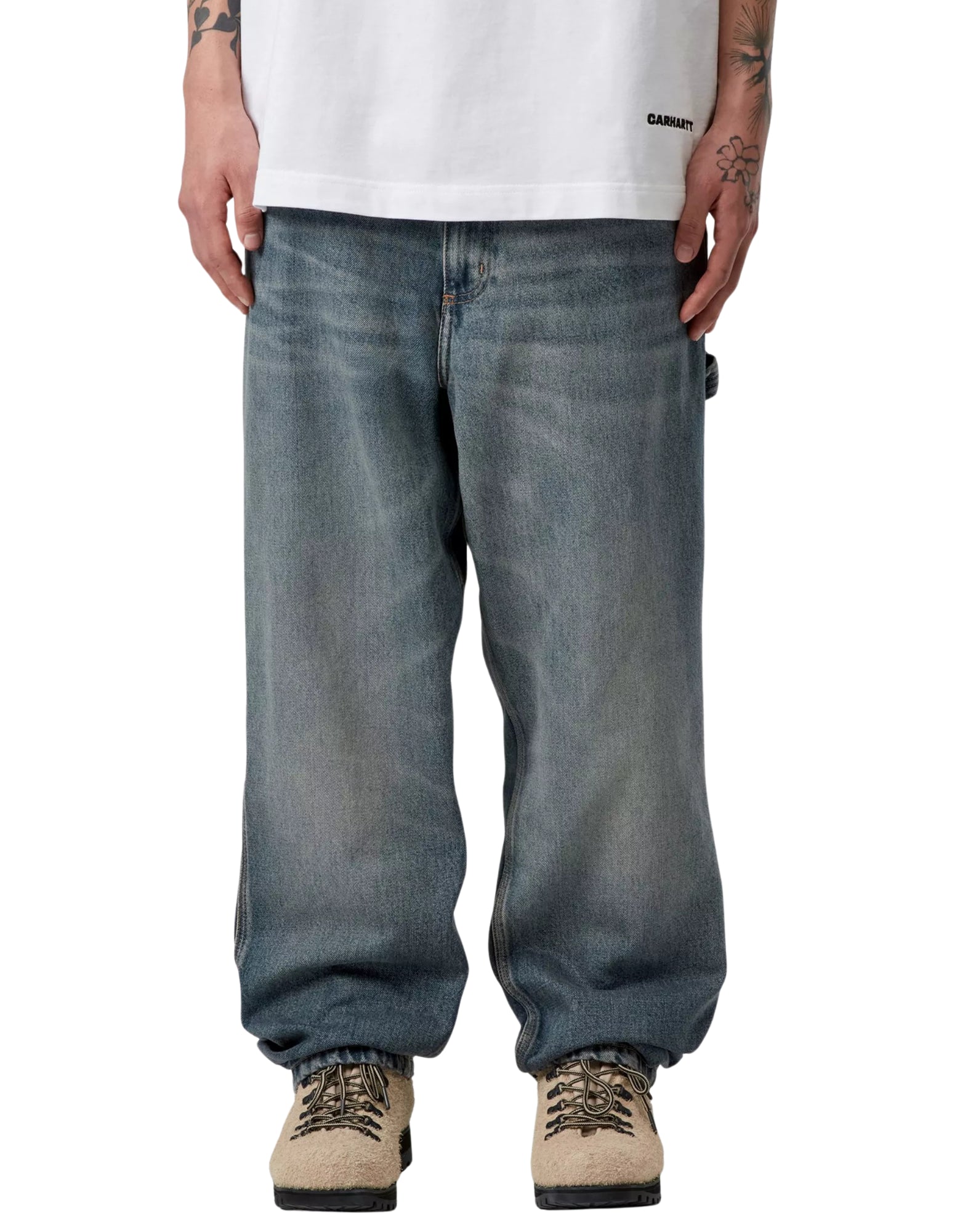 Carhartt WIP Pantalon à genou simple – Pantalon de travail Smith Denim 13,5 oz I032024 01Q32 SINGLE KNEE 'SMITH' DENIM BLEU