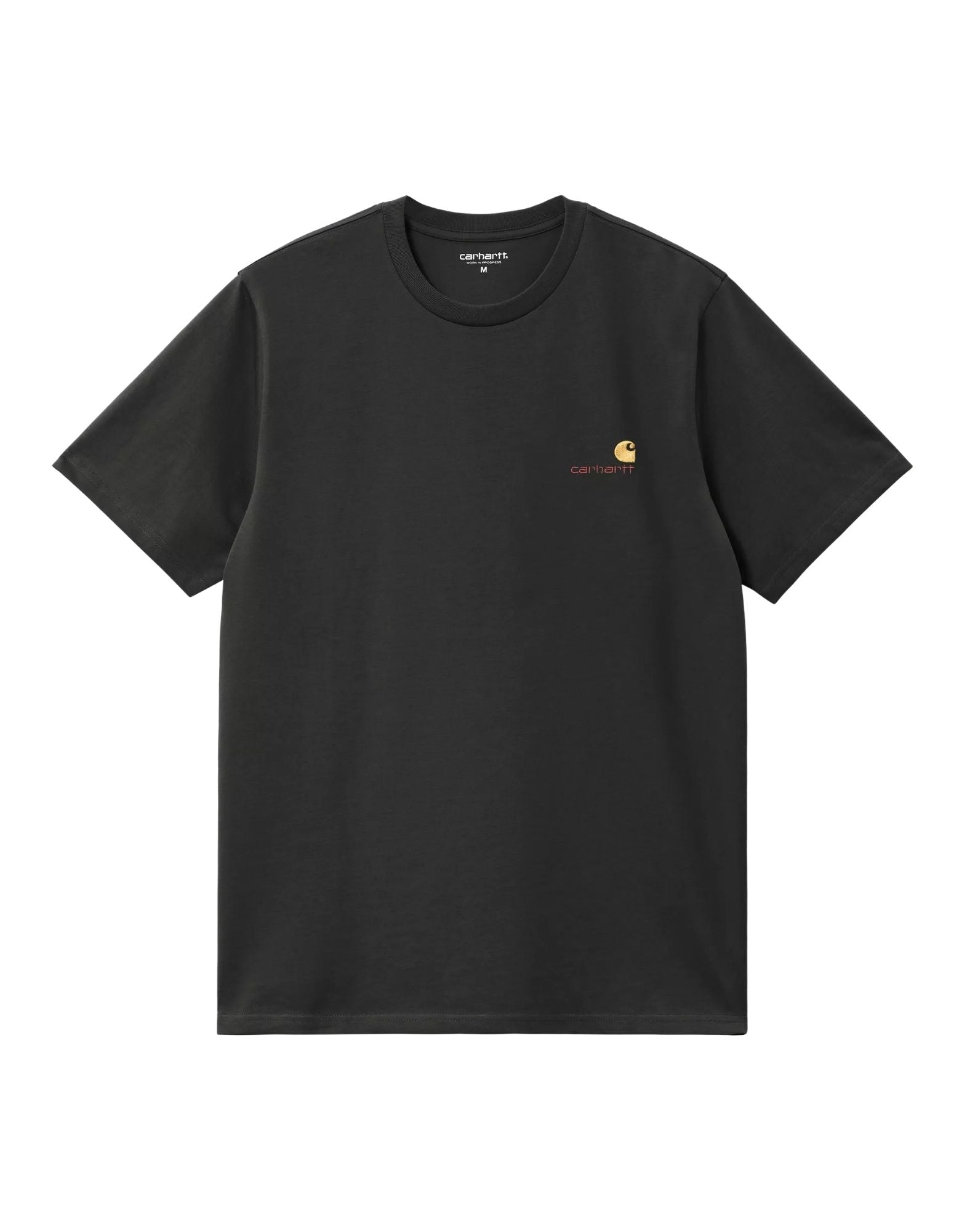 Product management screenshot displaying attributes for the Carhartt WIP S/S American Script T-Shirt in Raven.