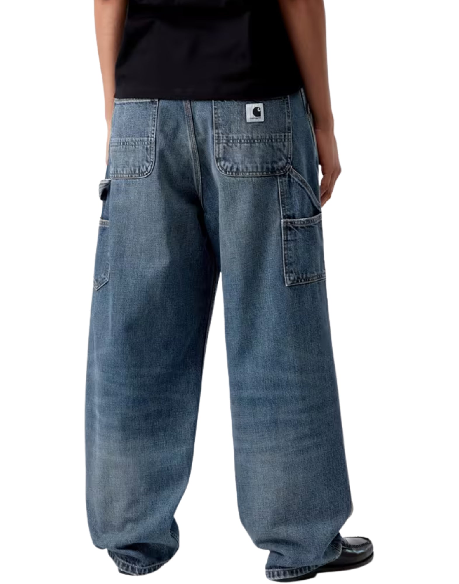 Carhartt WIP Brandon Single Knee Pant Women – Blue Dark Used Denim, Loose Fit I034225 014L