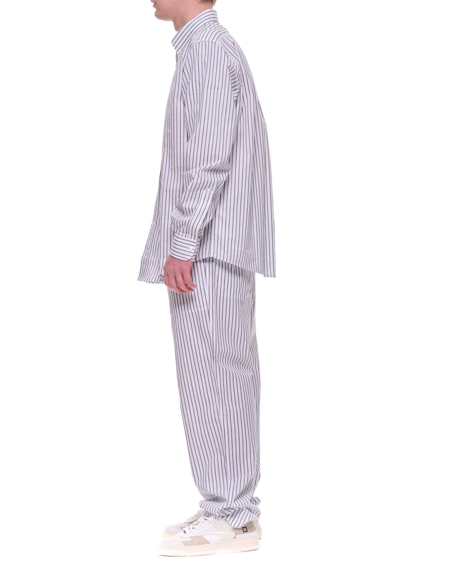 Cellar Door Sage Men’s Striped Cotton Shirt Multicolor Regular Fit Made in Italy 150616 C319 101 SAGE