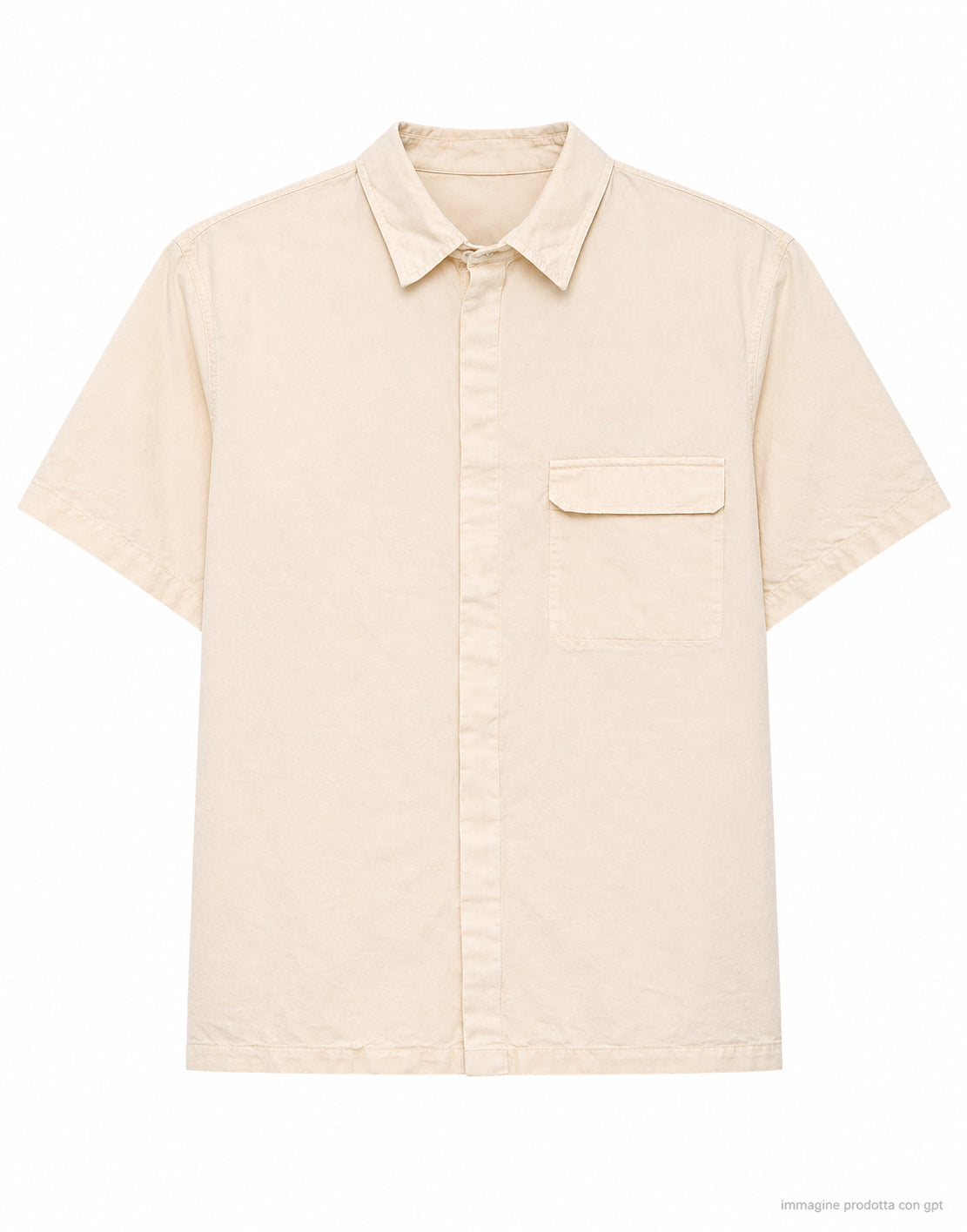 : Men’s Bowling Shirt Panna Loose Fit Twill Garment-Dyed HEMP BOWLING WHITE SHIRT