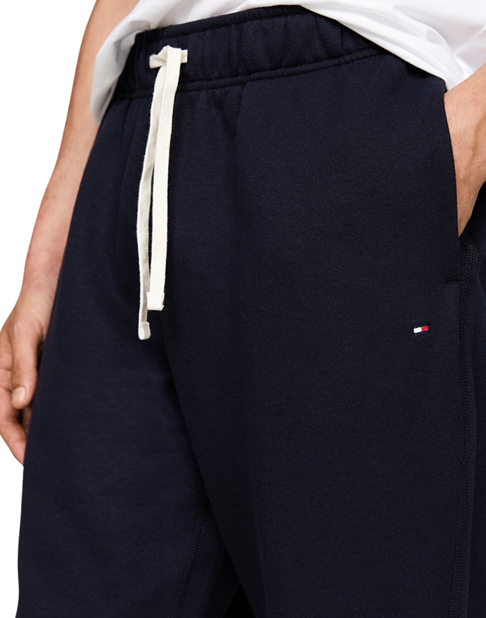 Tommy Hilfiger 남성용 코튼 혼방 플리스 조깅 팬츠, 레귤러 핏, 신축성 있는 허리 37231 DW5 블루 플리스 팬츠
