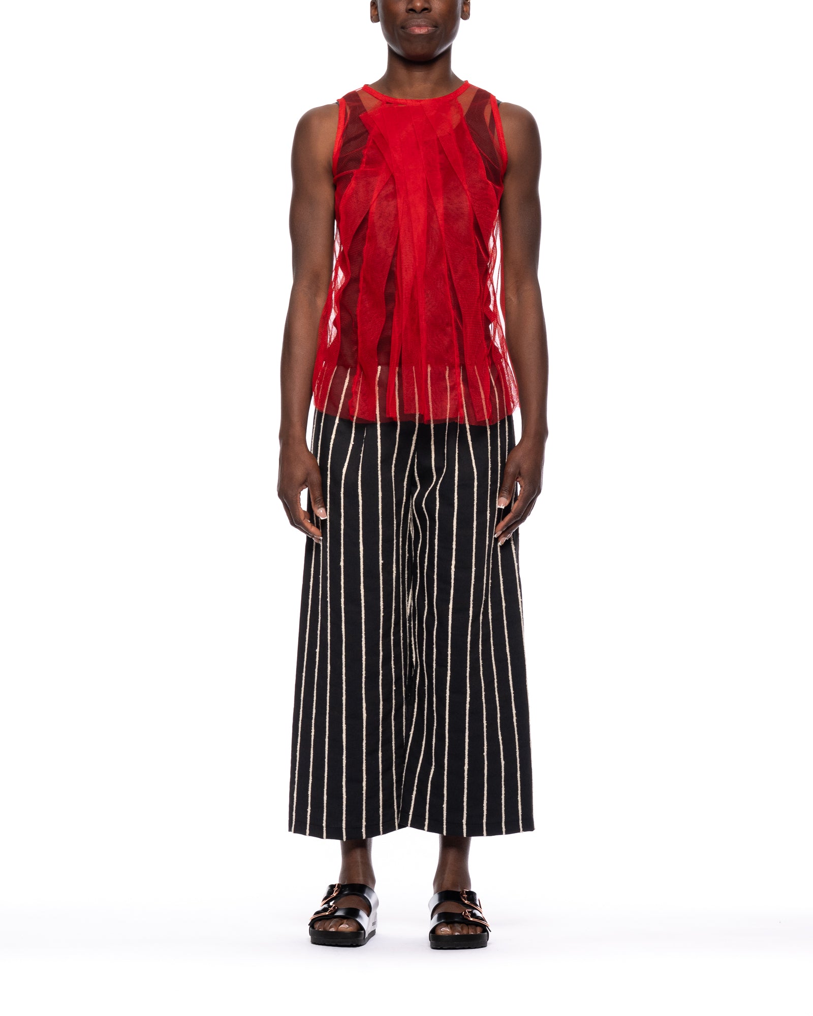 Débardeur T106 39 Poppy rouge noir Maria Calderara