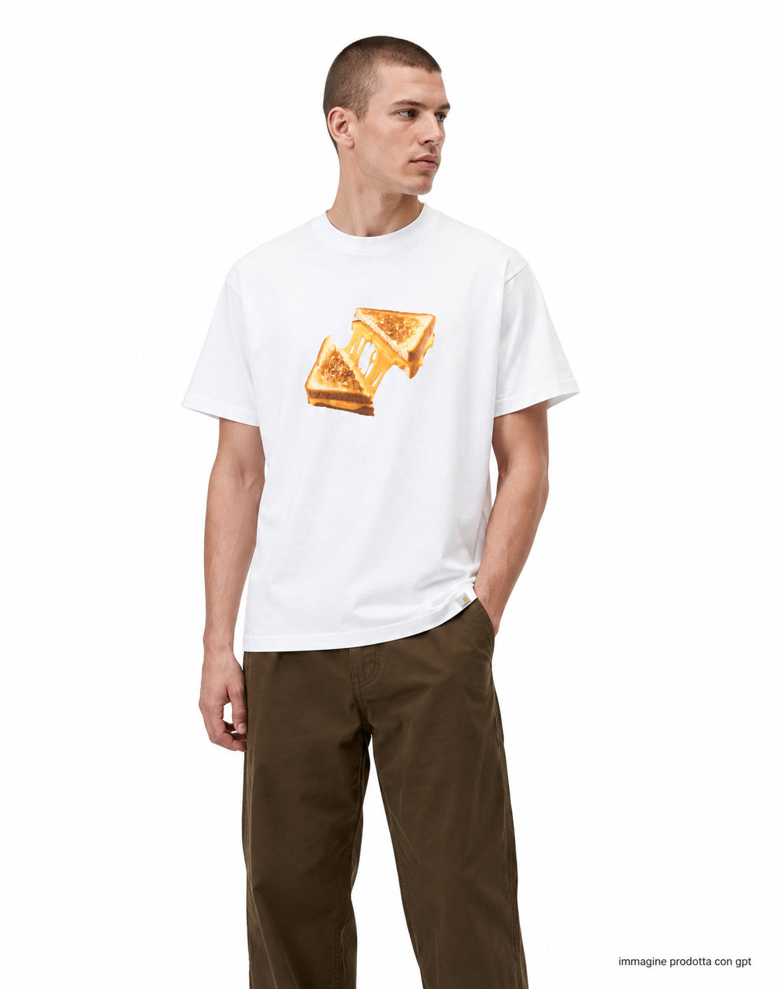 White Cheese Toast T-Shirt Organic Cotton Single Jersey