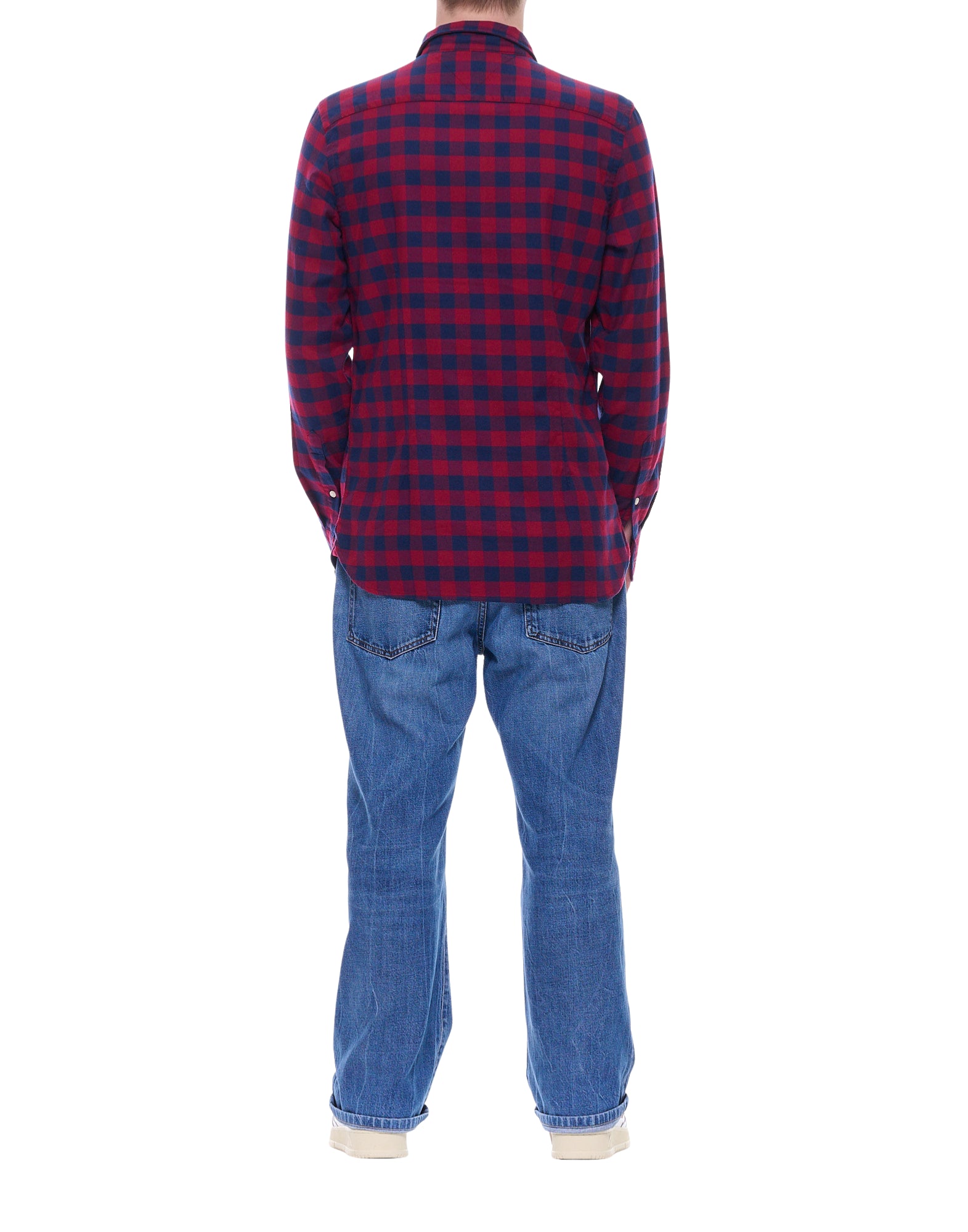 Tommy Hilfiger herr skuggruta skjorta i borstad bomull Normal passform Röd Blå MW0MW36860 0QJ BRUSHED SHIRT