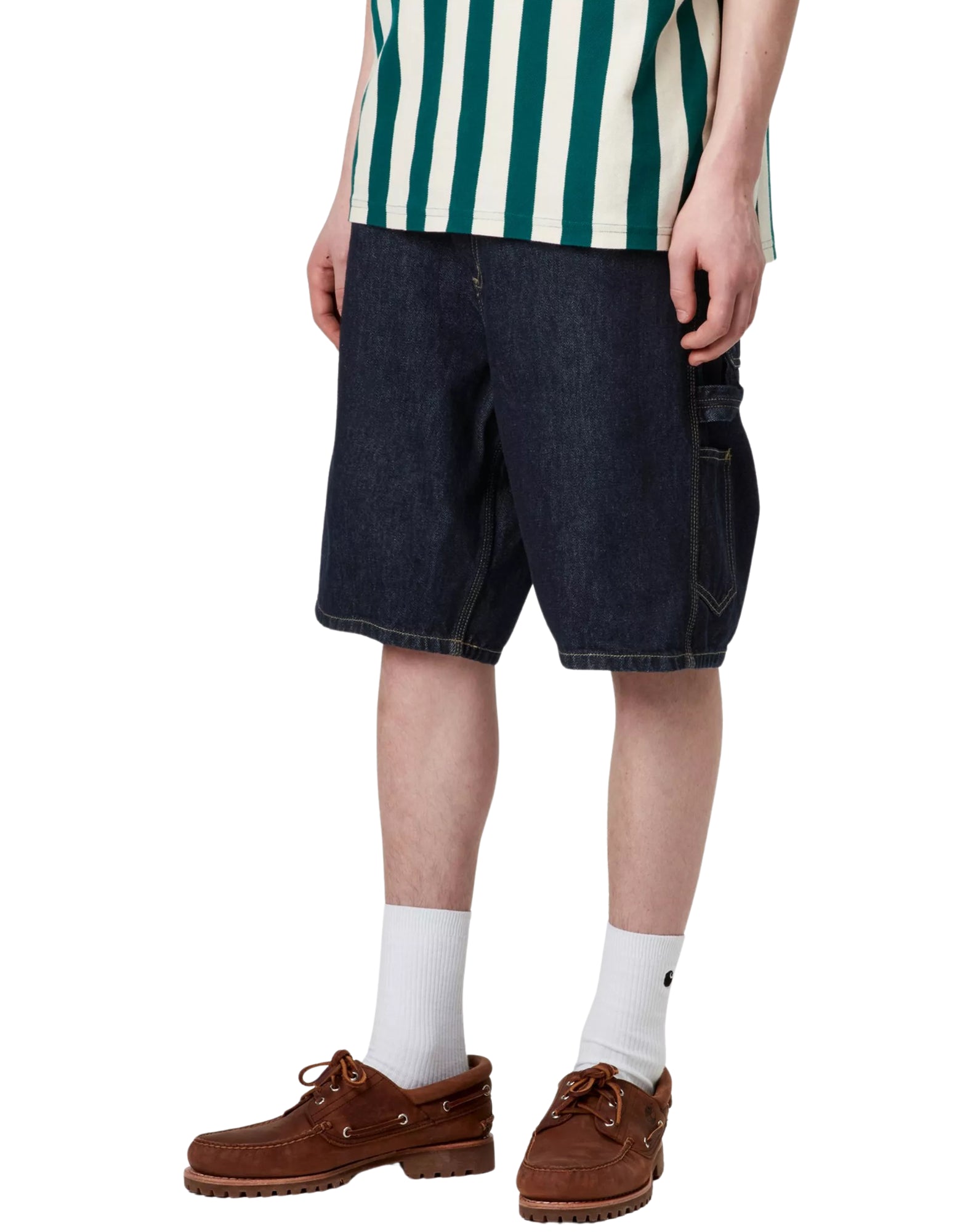 Carhartt WIP Single Knee Short – Blue Rinsed Cotton Denim Shorts I032026 01.02