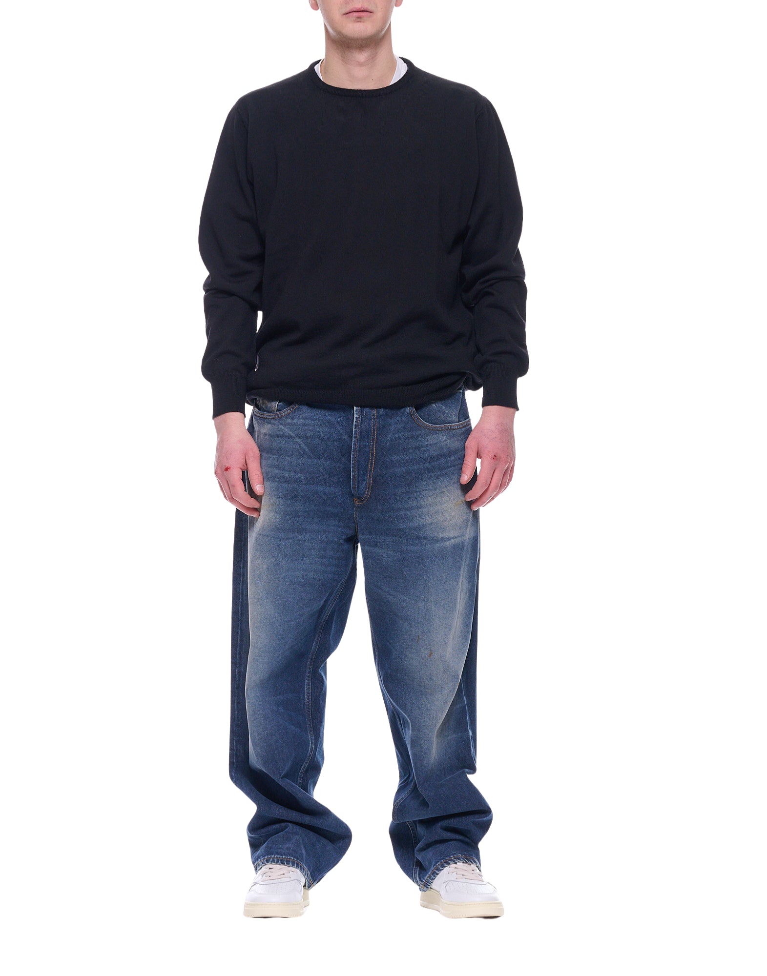 Nine in the Morning Albert Blue Men’s Wide Leg Cotton Denim Jeans Made in Italy LBR09 S01 DLL9480 ALBERT BLUE