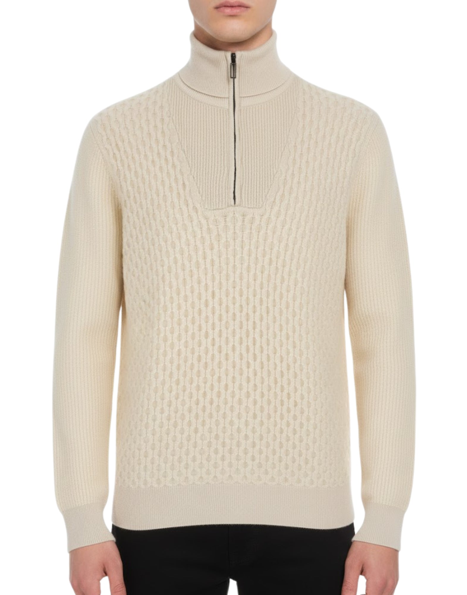 A067-1102 BEIGE LUPETTO ZIP - Maglieria - Paolo Pecora