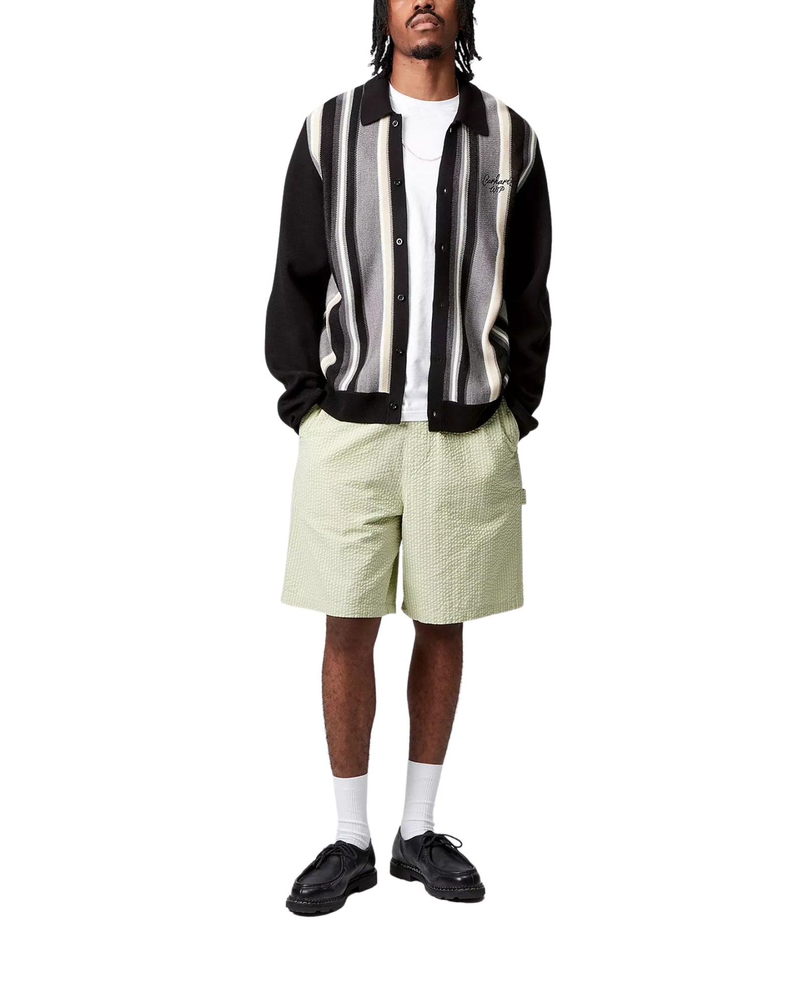 Short Mann I035152 31U Seersucker Toland Stripe Pale Olive CARHARTT WIP