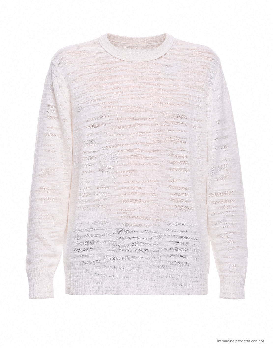Atomofactory Men’s White Slub Crew-Neck Linen Blend Sweater PE26AFU19 01 WHITE