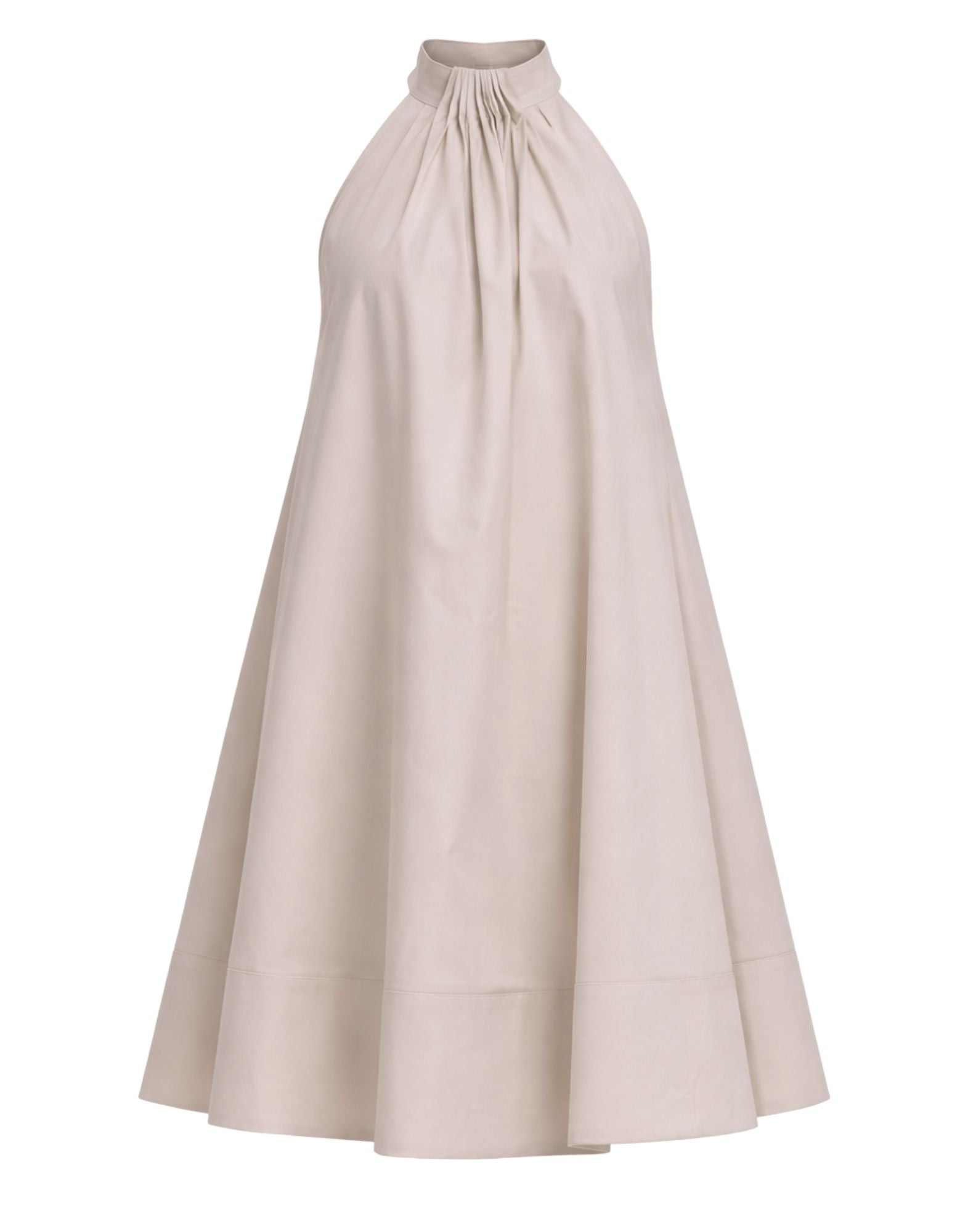 Hira Midi Halter Dress Cotton Blend Beige Relaxed Fit Women W326 003