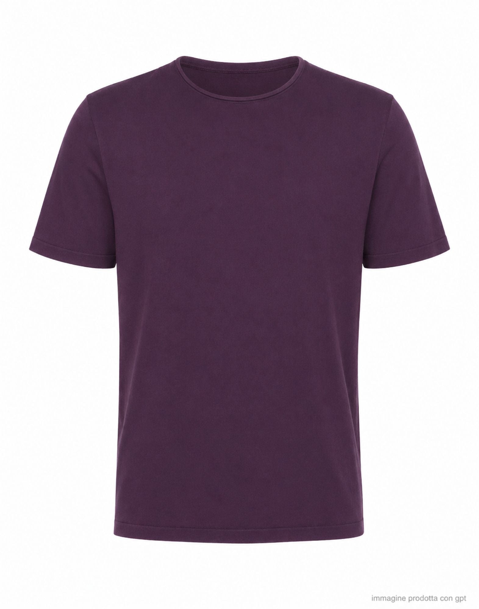 Fabrizio del Carlo Men’s Cotton Round Neck T-Shirt Purple Regular Fit Made in Italy FF3021 CC05-56 PURPLE