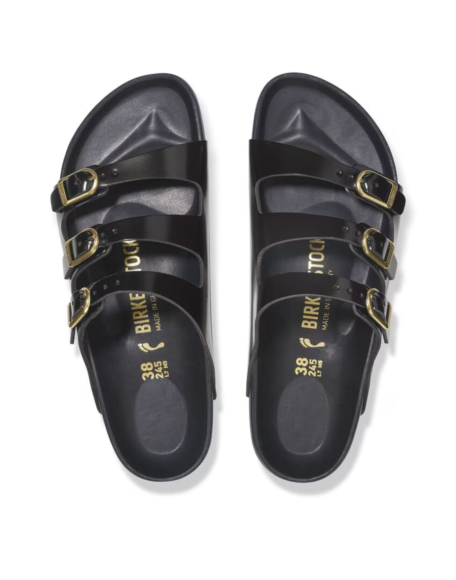Sandal woman 1029385 FLORIDA DBUCLE SHINE BLACK BIRKENSTOCK