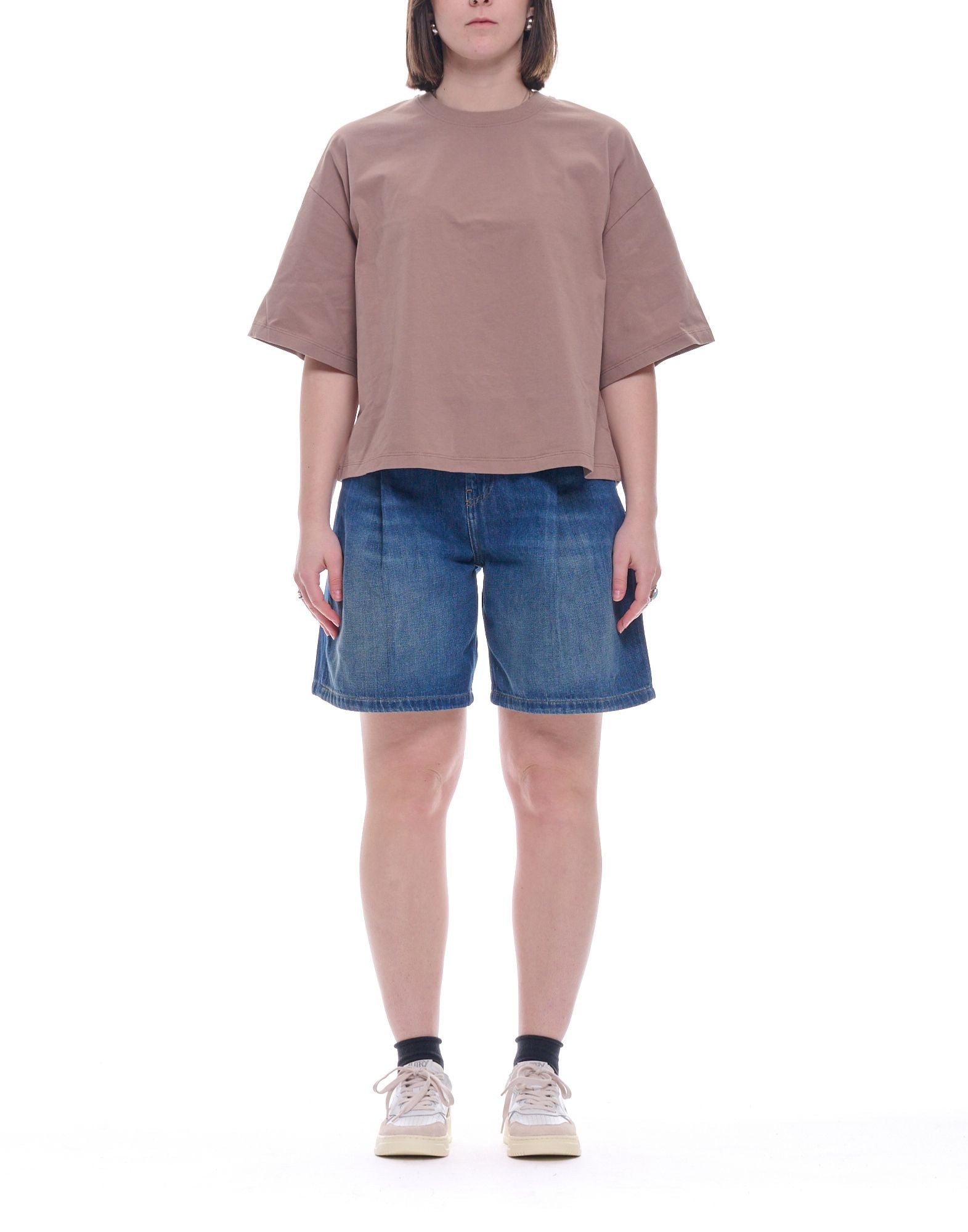 Hevò Morigino Taupe Cotton T-Shirt Women 040 MORIGINO W L700 0807