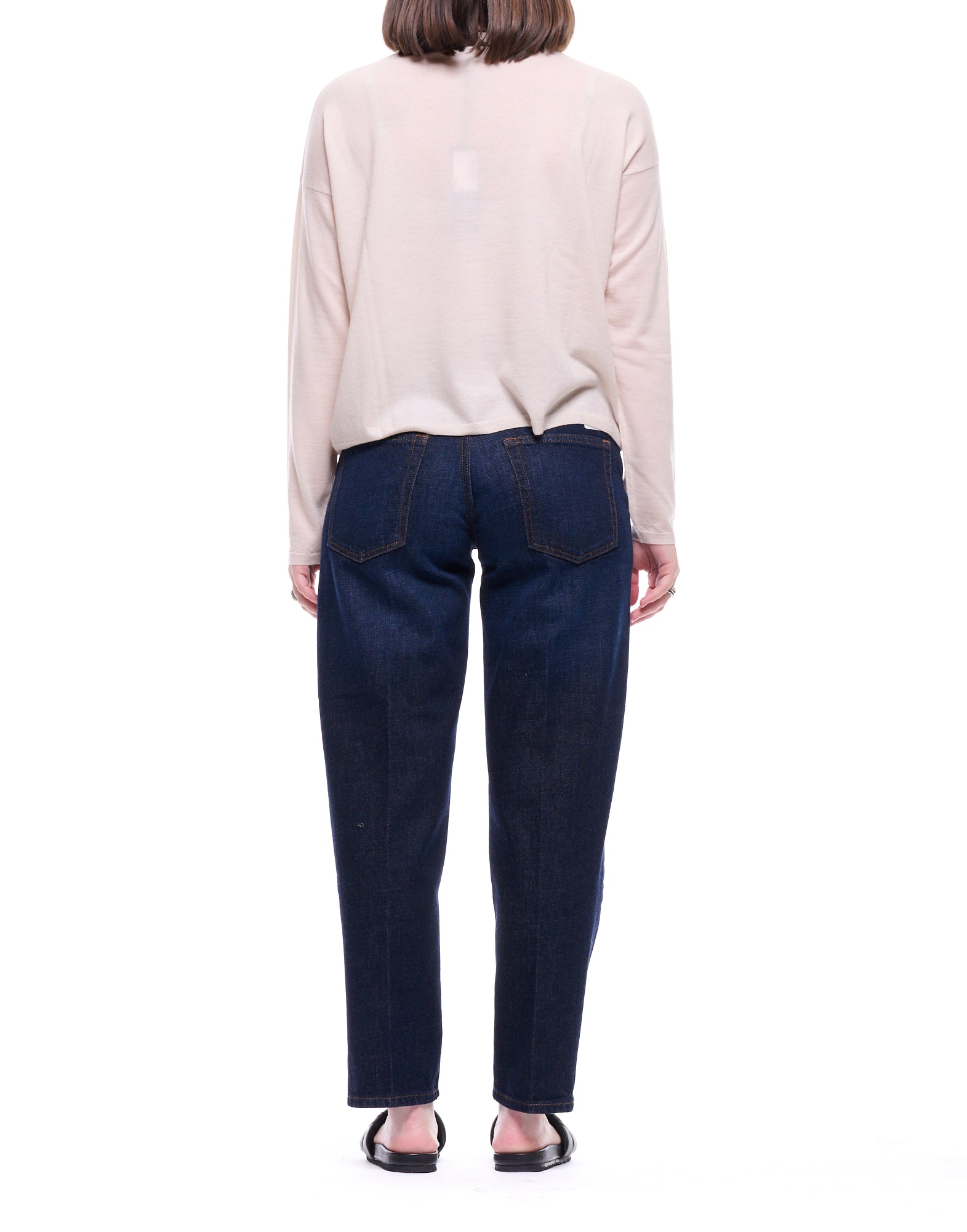 ARAGONA Top de punto de lana virgen Scatoletta en Moonbeam D3307TF 796 MOONBEAM