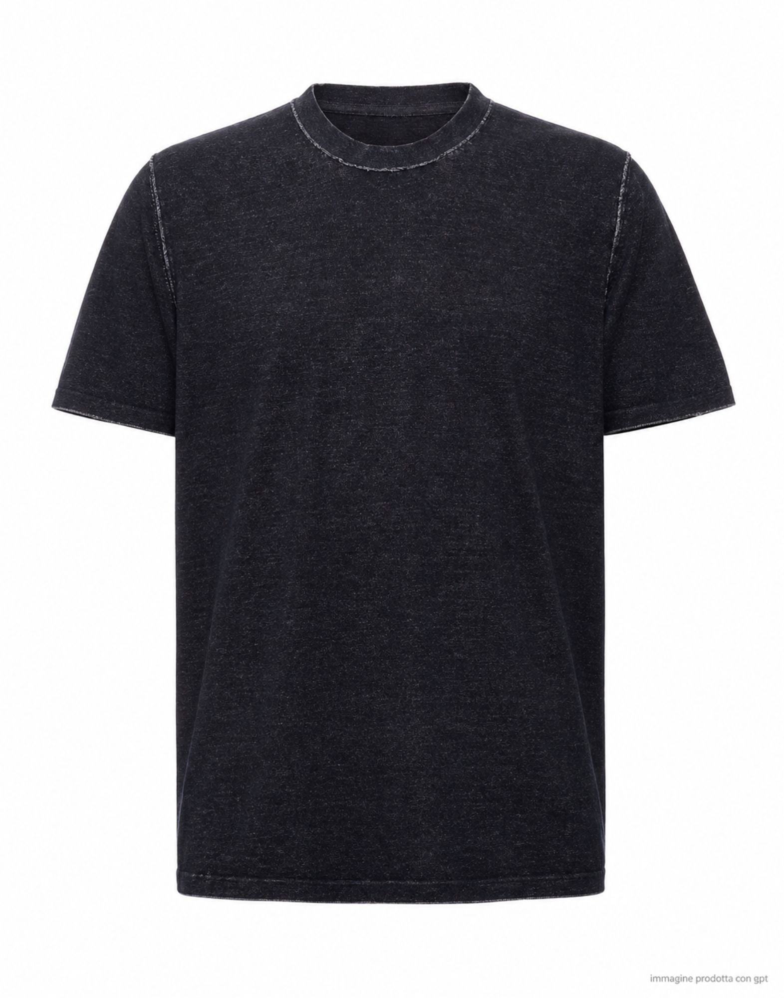 Fabrizio del Carlo Men’s Round Neck Cotton T-Shirt Black Made in Italy FF3016 CC04-512 BLACK