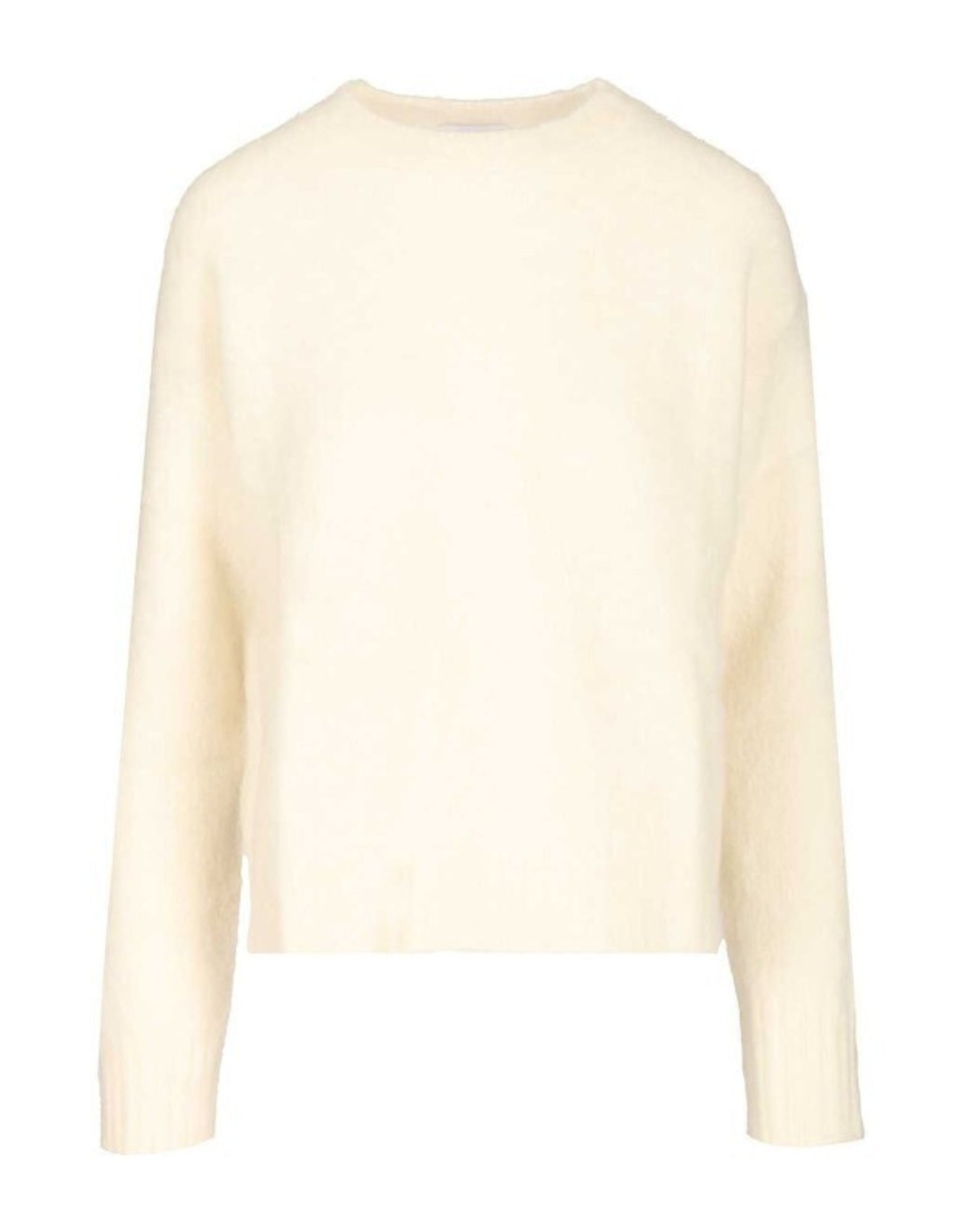 كنزة نسائية أمِيش قصيرة بياقة دائرية من مزيج الصوف – أبيض – صناعة إيطالية C0069 WHITE CREW NECK
