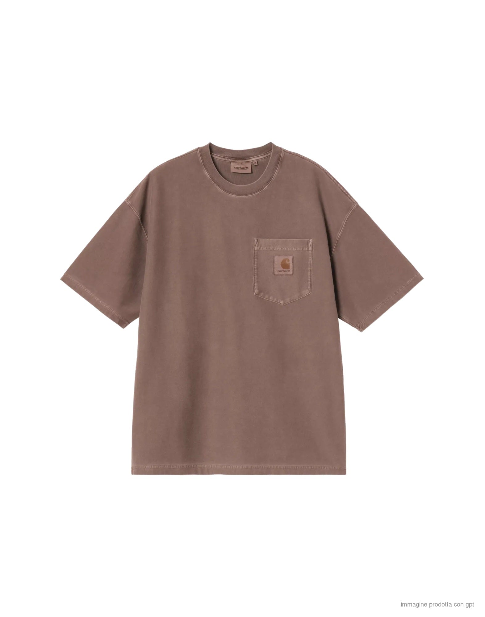 Loose Pocket T-Shirt Organic Cotton Single Jersey Tobacco garment dyed