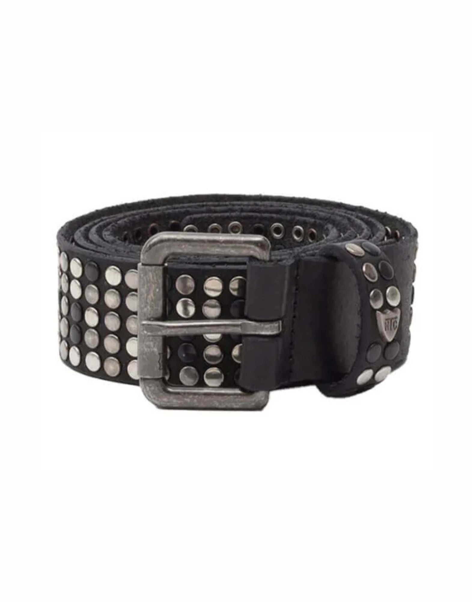 Hollywood Trading Company 5.000 Studs Belt black leather studded belt Made in Italy unisex 26SHTCI035 BLACK
