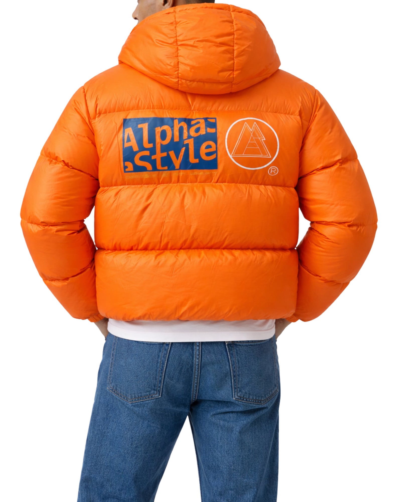 Piumino arancione da uomo Alpha Style con cappuccio 3051 ARANCIONE