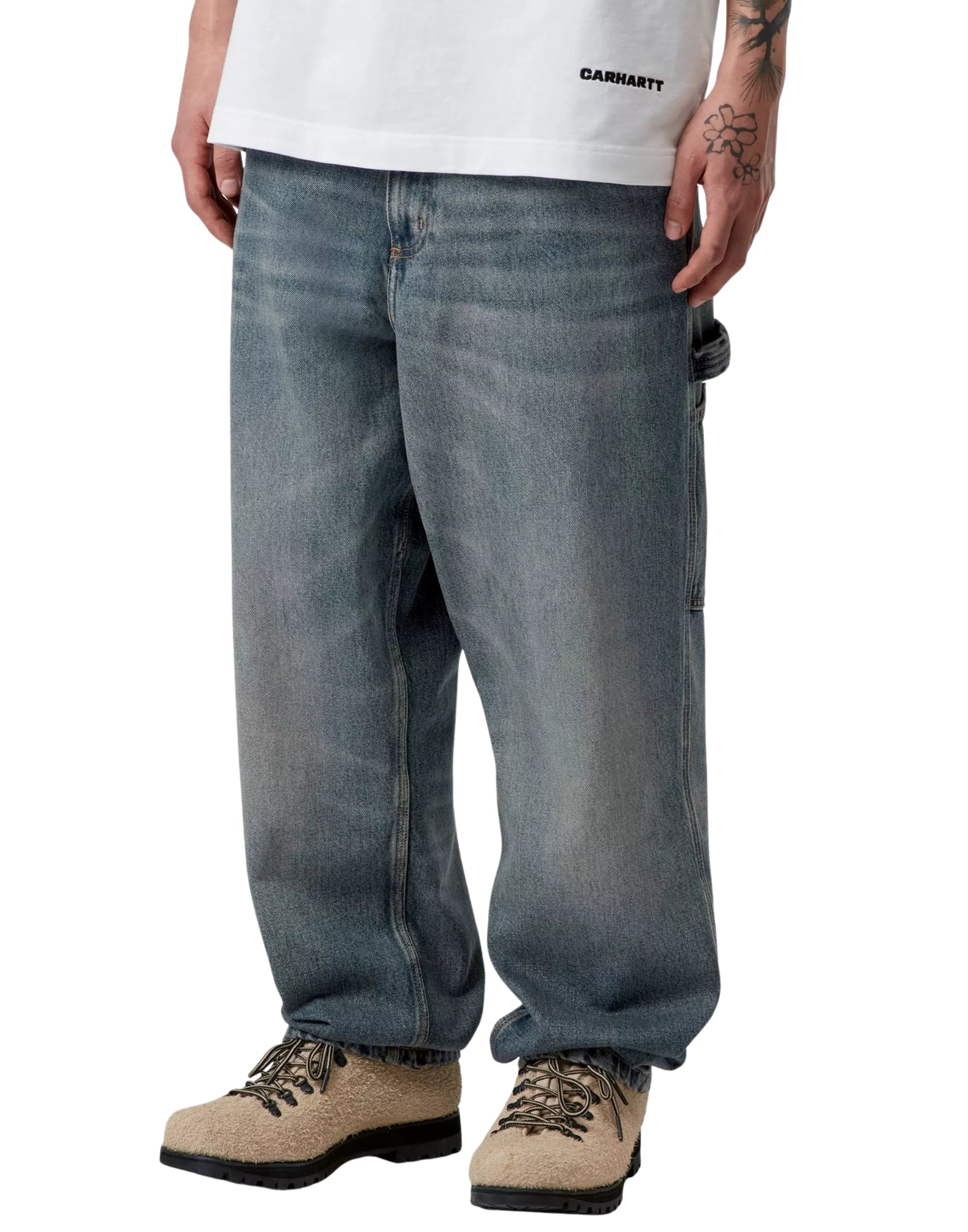 Carhartt WIP Pantalon à genou simple – Pantalon de travail Smith Denim 13,5 oz I032024 01Q32 SINGLE KNEE 'SMITH' DENIM BLEU