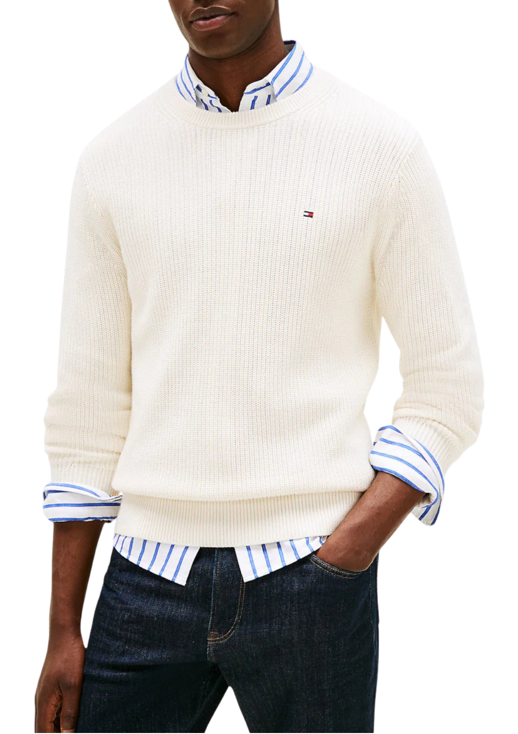 41516 Z00 IVORY CREW NECK SWEATER - Maglieria - TOMMY HILFIGER