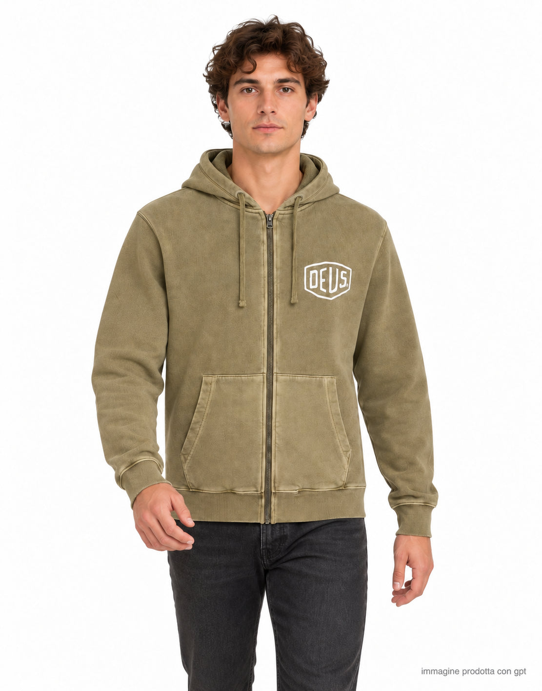 Shield GD Zip Hoodie Olive Green Garment Dye