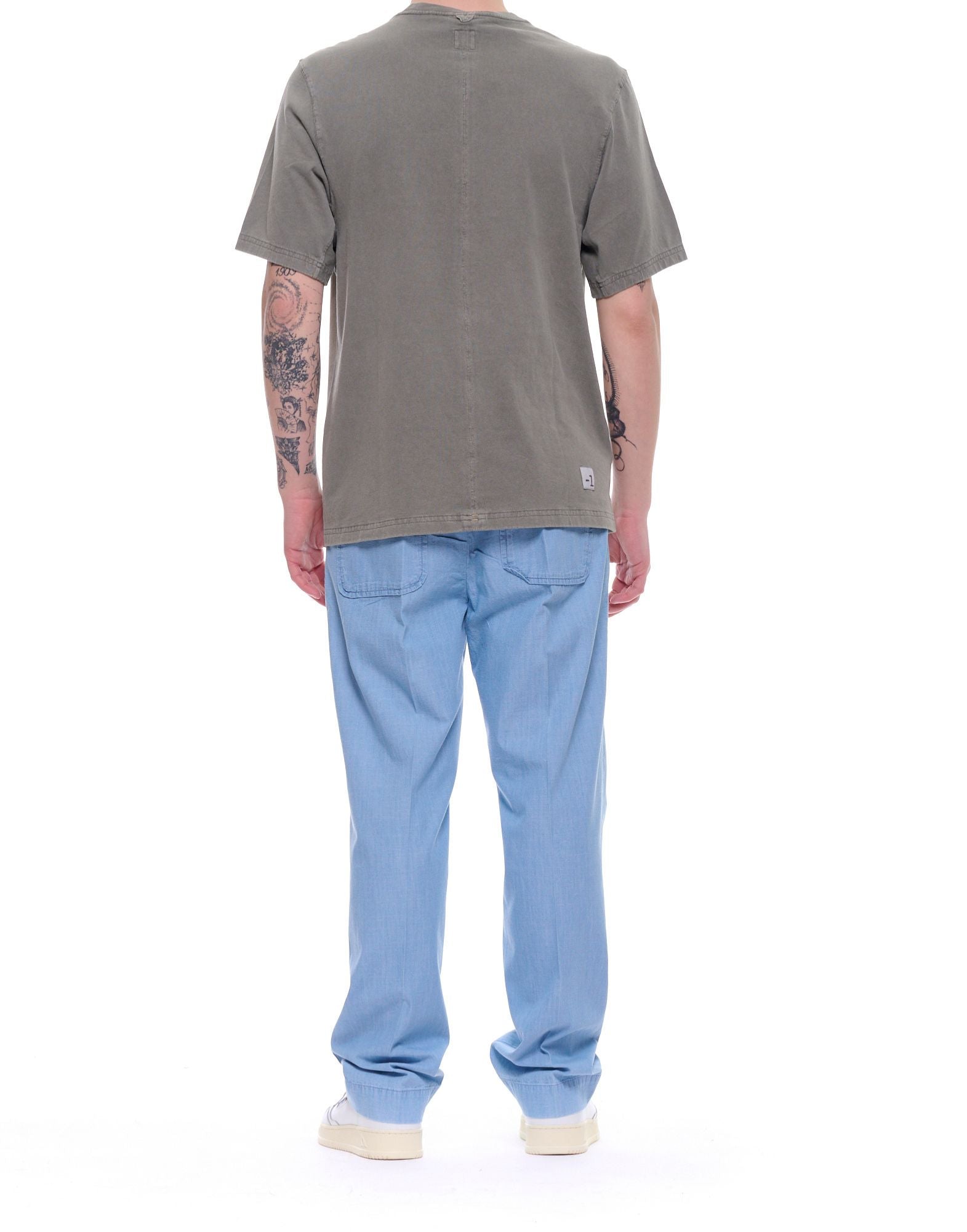 Camiseta de algodón para hombre Nordic Denim Gris Roca Regular Fit Cuello redondo 20-85-861 GRIS ROCA