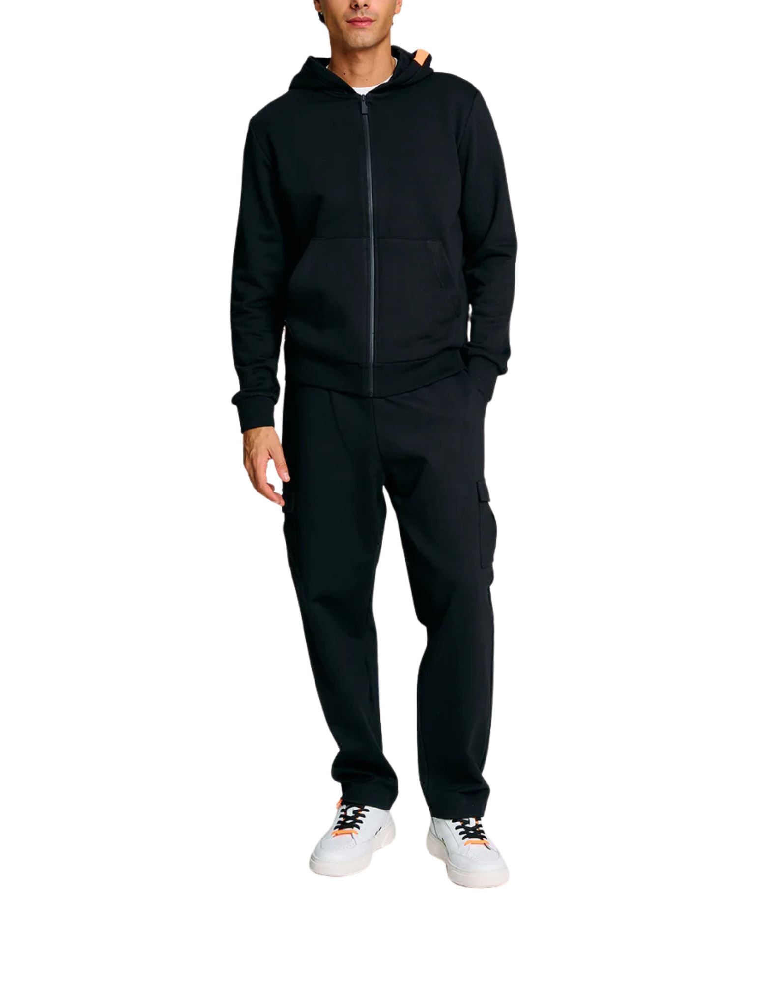 SUNS Man's Marzio Tag-huvtröja med dragkedja i diagonal fleece svart MFS61008U V2 SVART