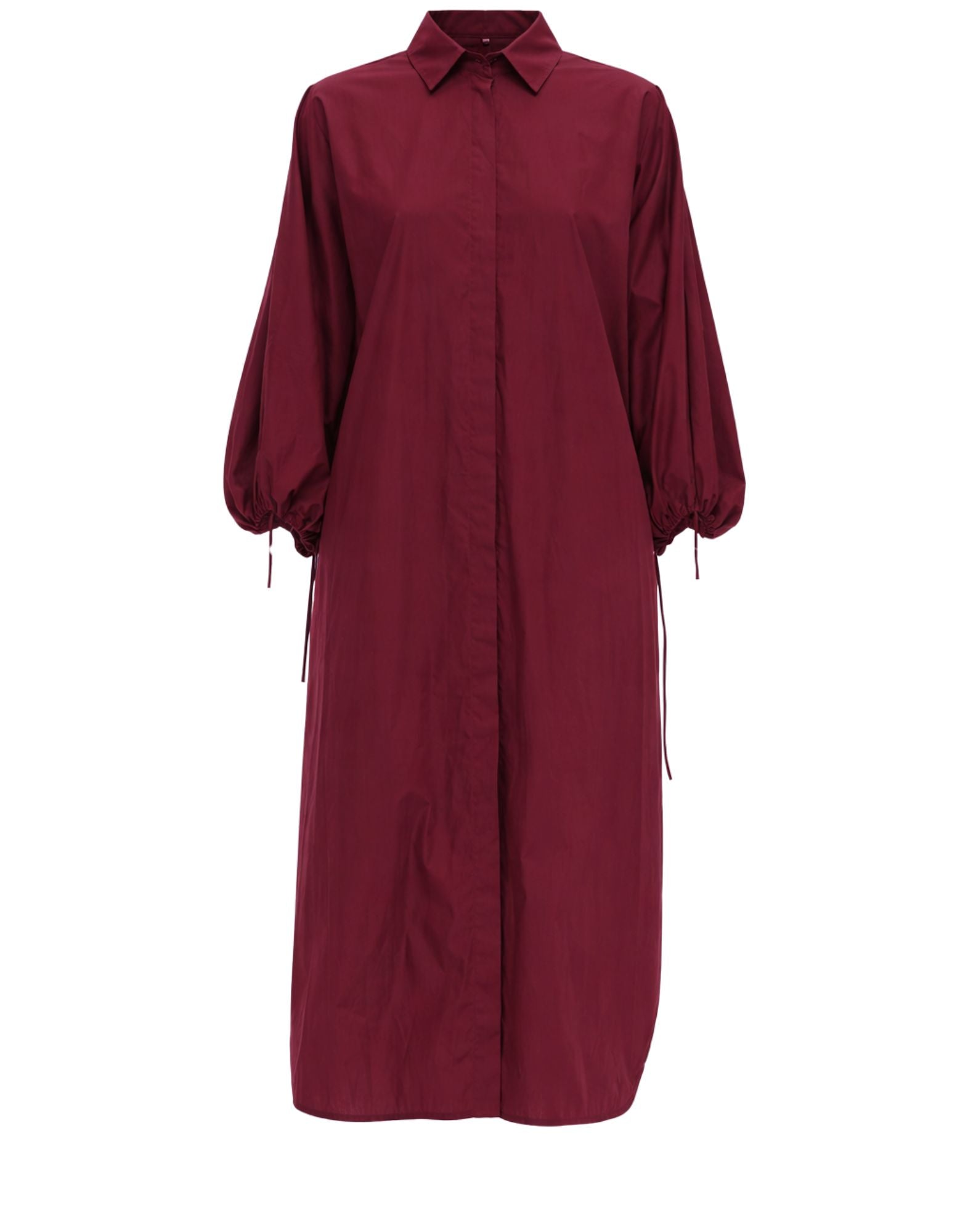 Meimeij Oversized Dress Cotton Brandy Red Long Sleeve Women E6/I/M6EA41 185 BRANDY RED