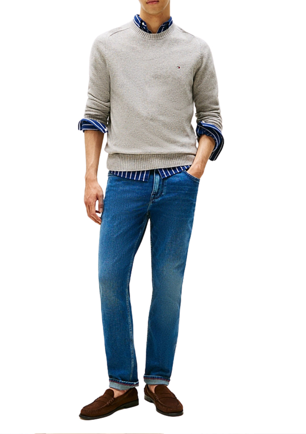 36535 P61 GREY LAMBSWOOL SWEATER - Maglieria - TOMMY HILFIGER