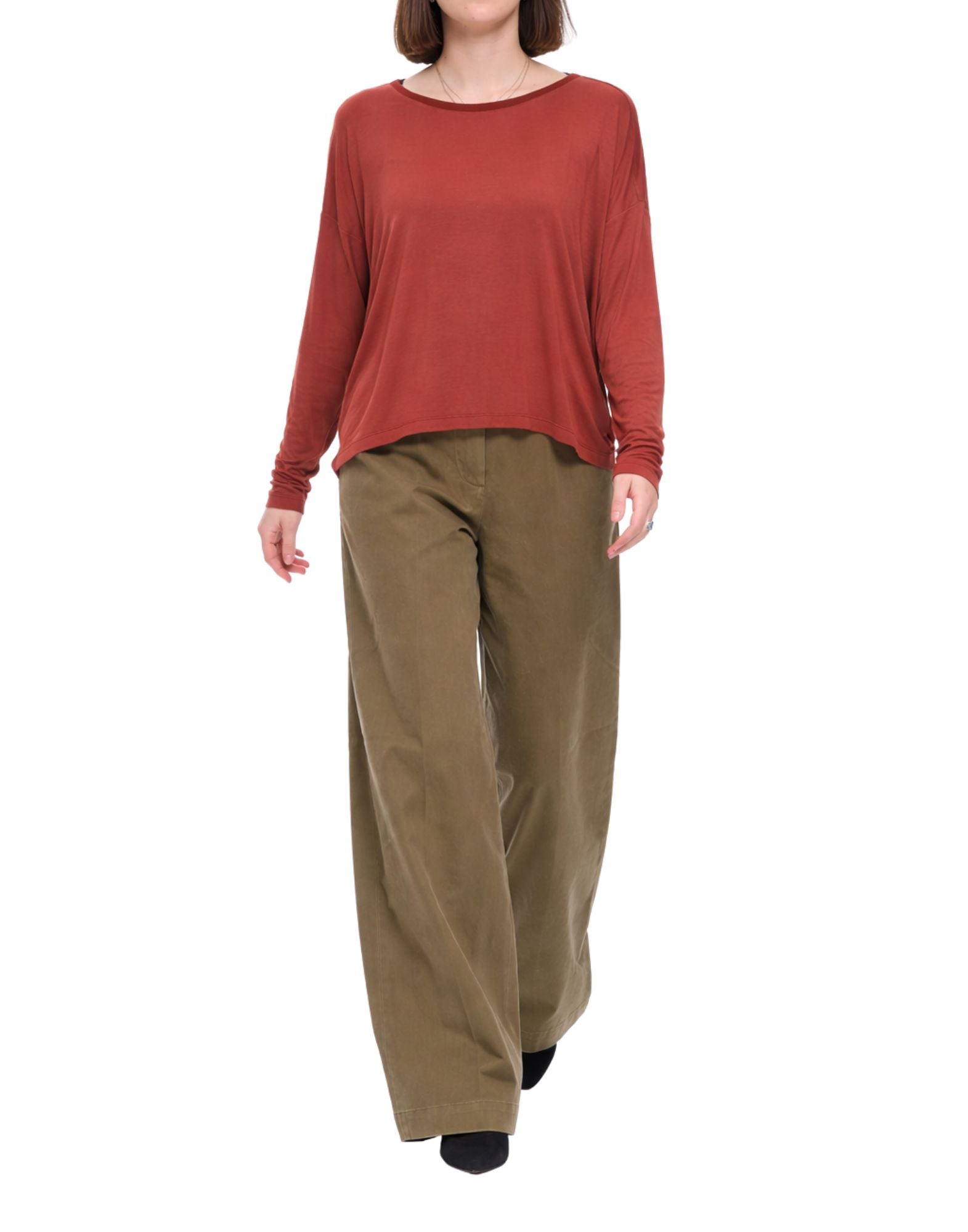 Transit T-shirt a maniche lunghe da donna Modal Sangria Relaxed Fit Girocollo CFDTRBI184 SANGRIA