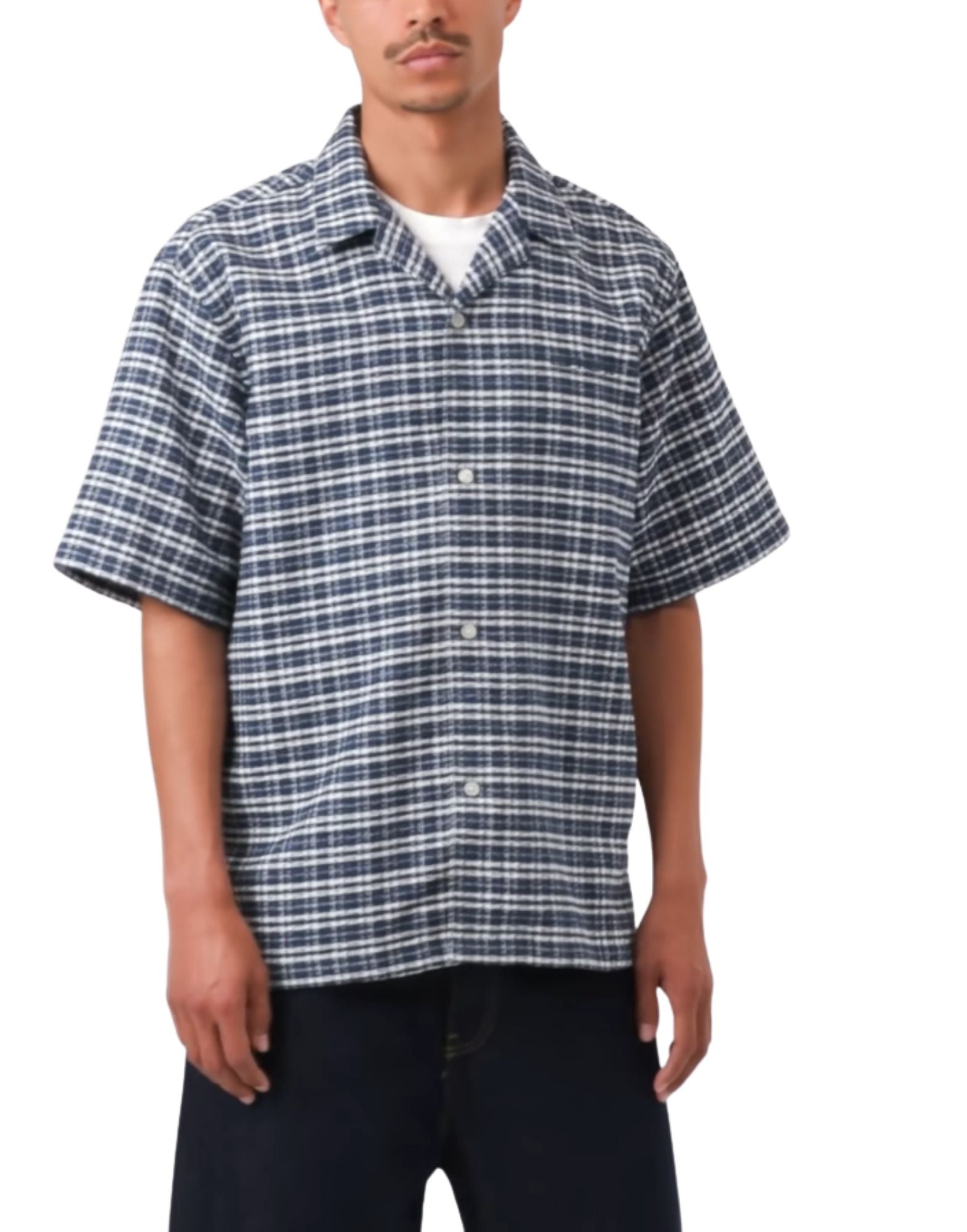 Carhartt WIP S/S Kander Shirt in Cotton Blue River Check Short Sleeve for Men I036194 3JQXX03 BLU SQUARED